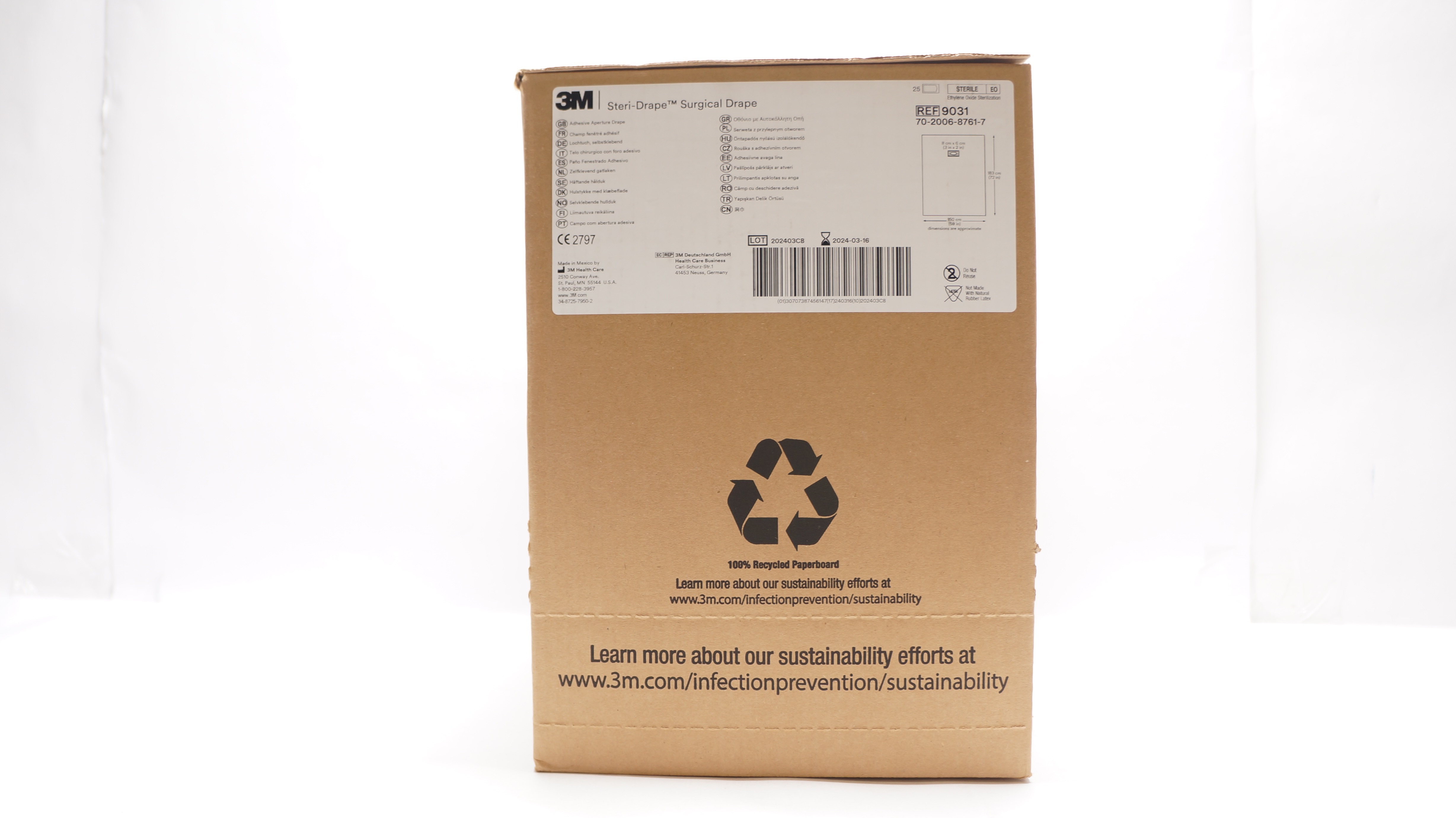 3M 9031 Steri-Drape Adhesive Aperture Surgical Drape 59inch x 72inch - Box of 25