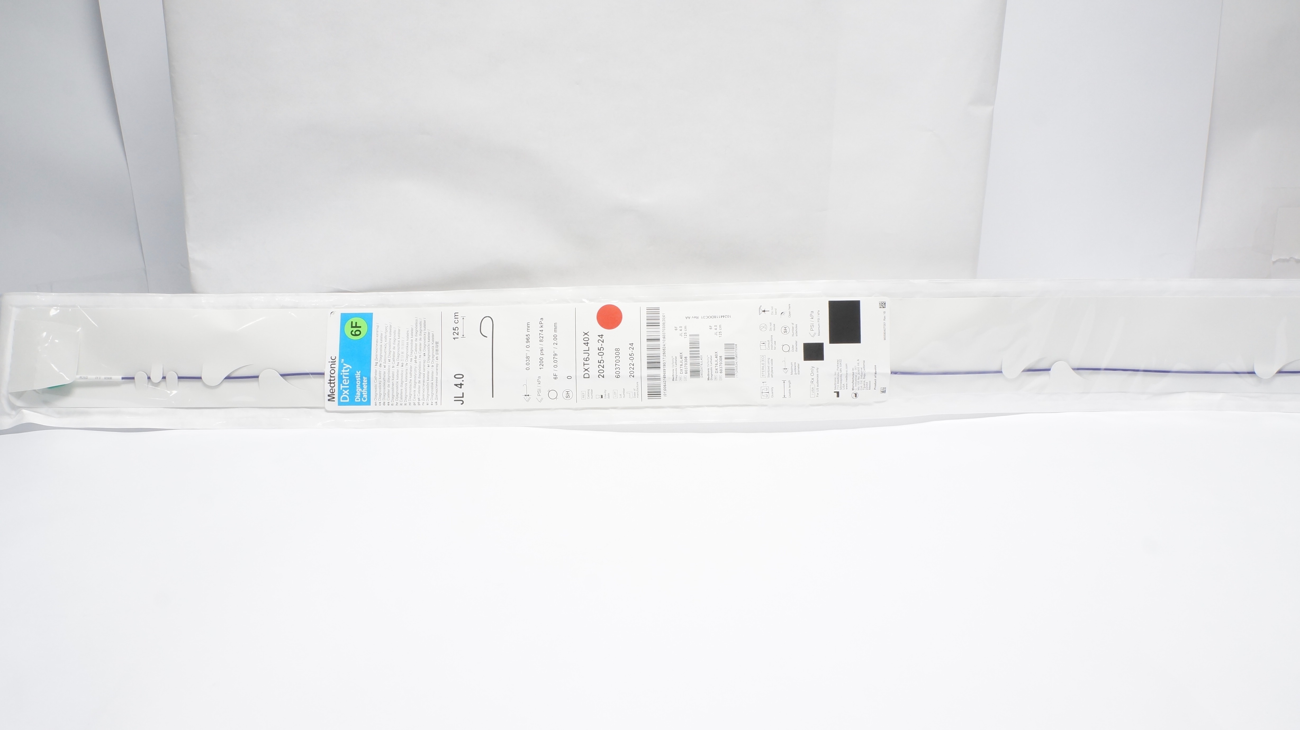 Medtronic DXT6JL40X DxTerity Diagnostic Cath. JL 4.0, 6F x 125cm (x)