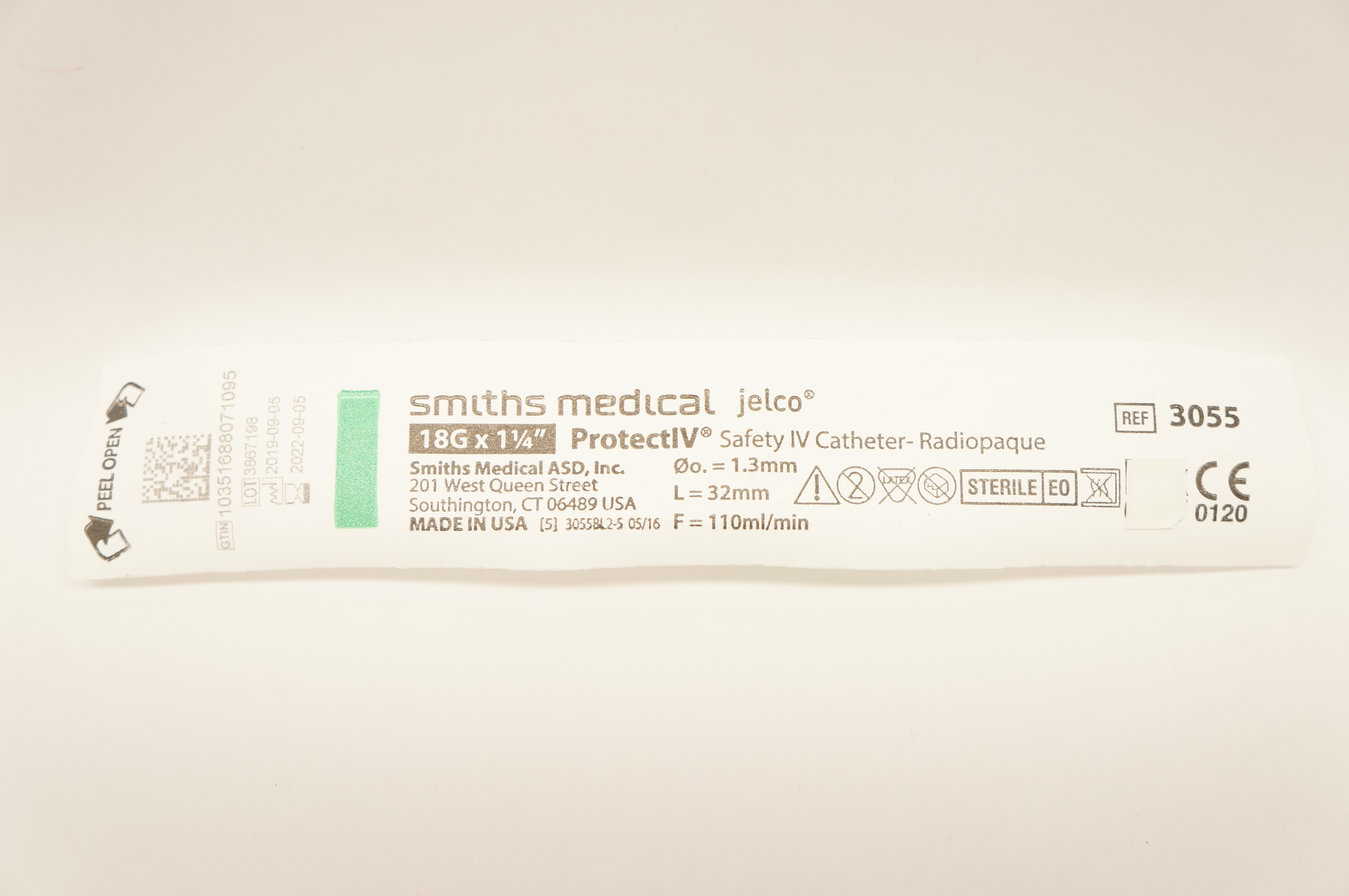 Smiths Medical 3055 Jelco ProtectIV Safety IV Cath. 18G x 1-1/4inch (x)