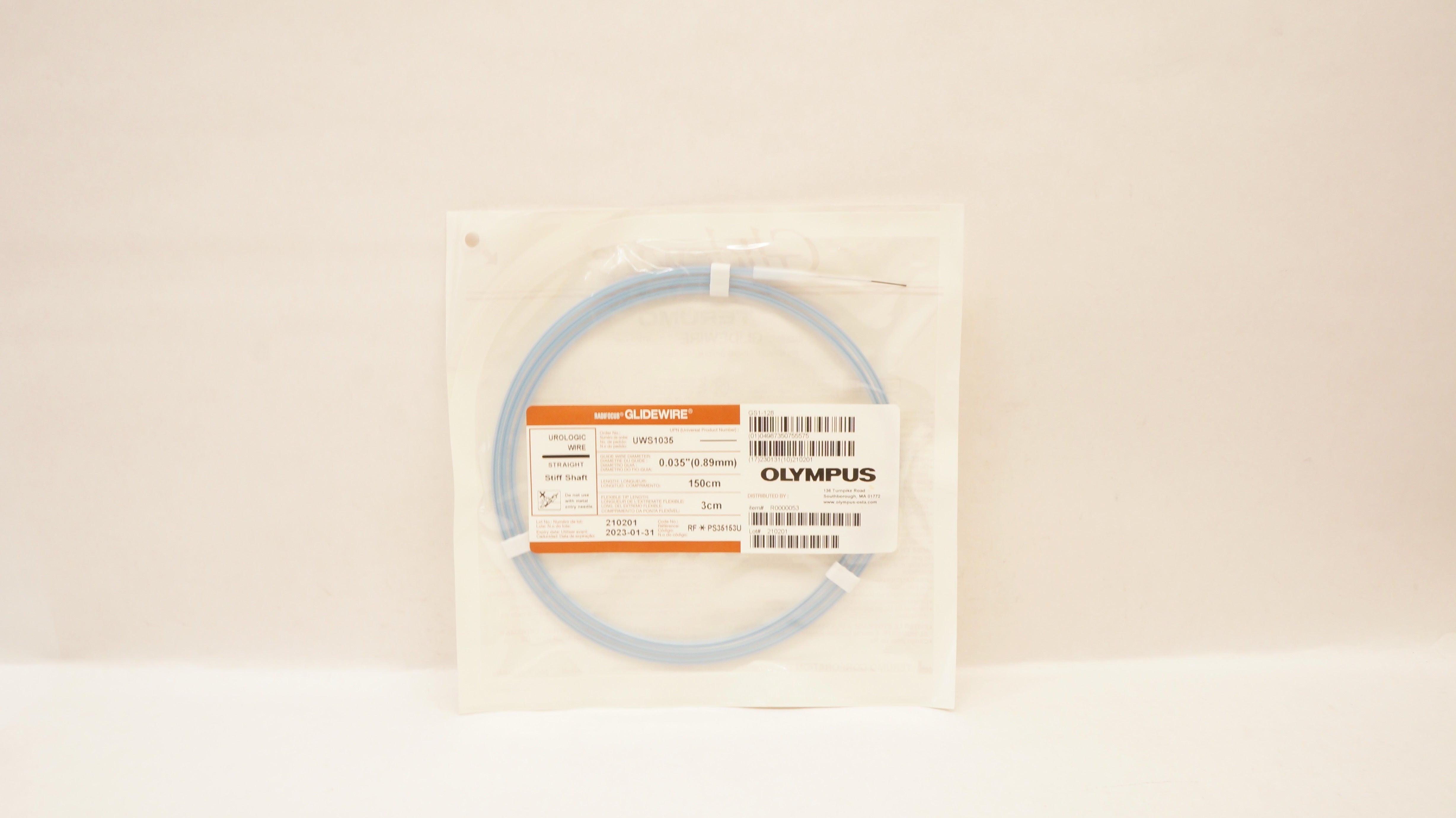 Terumo PS35153U Olympus Radifocus Glidewire Urologic Wire 0.035in x150cm x3cm(x)