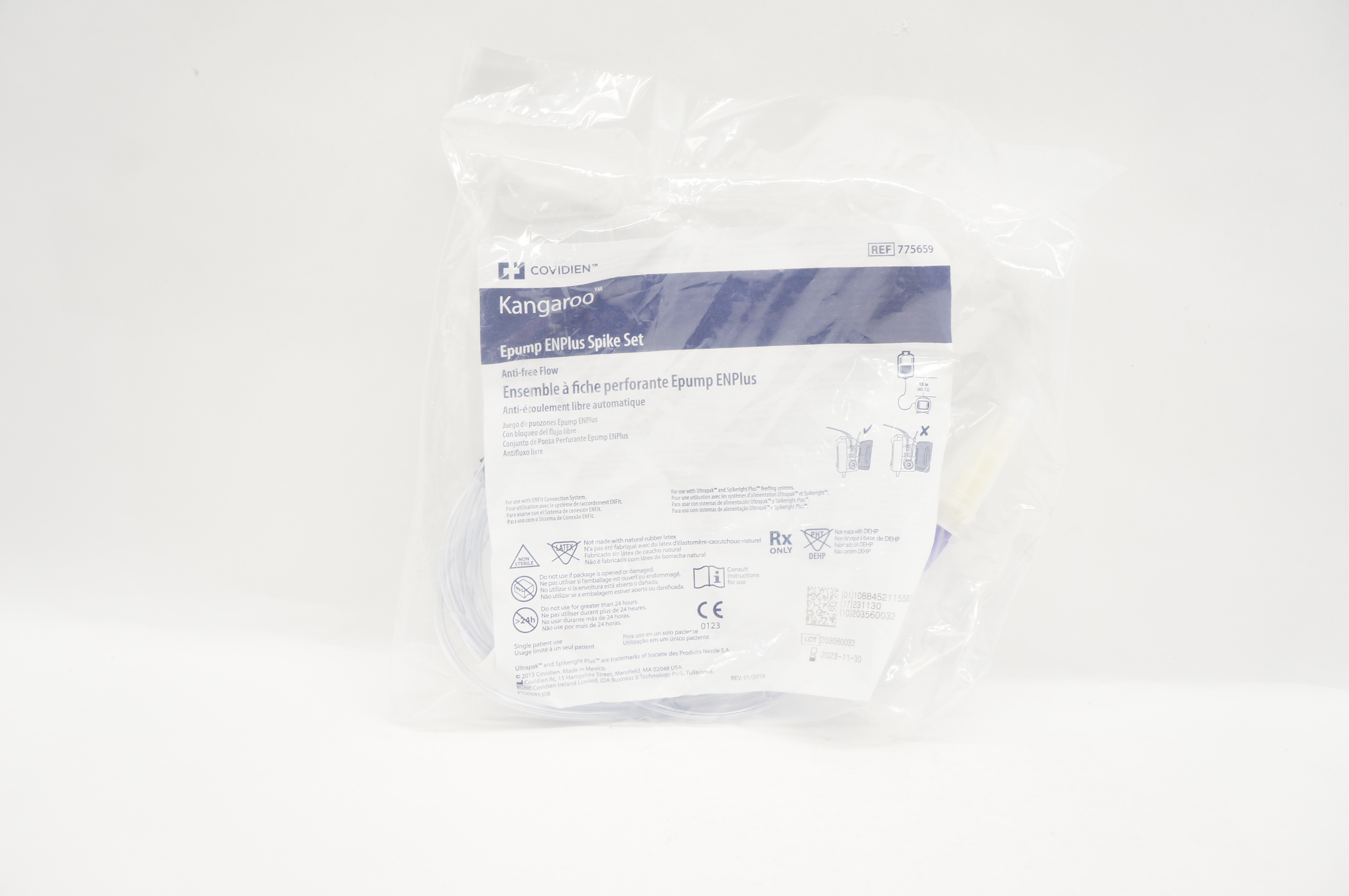 Covidien 775659 Kangaroo Epump ENPlus Spike Set Anti-Free Flow