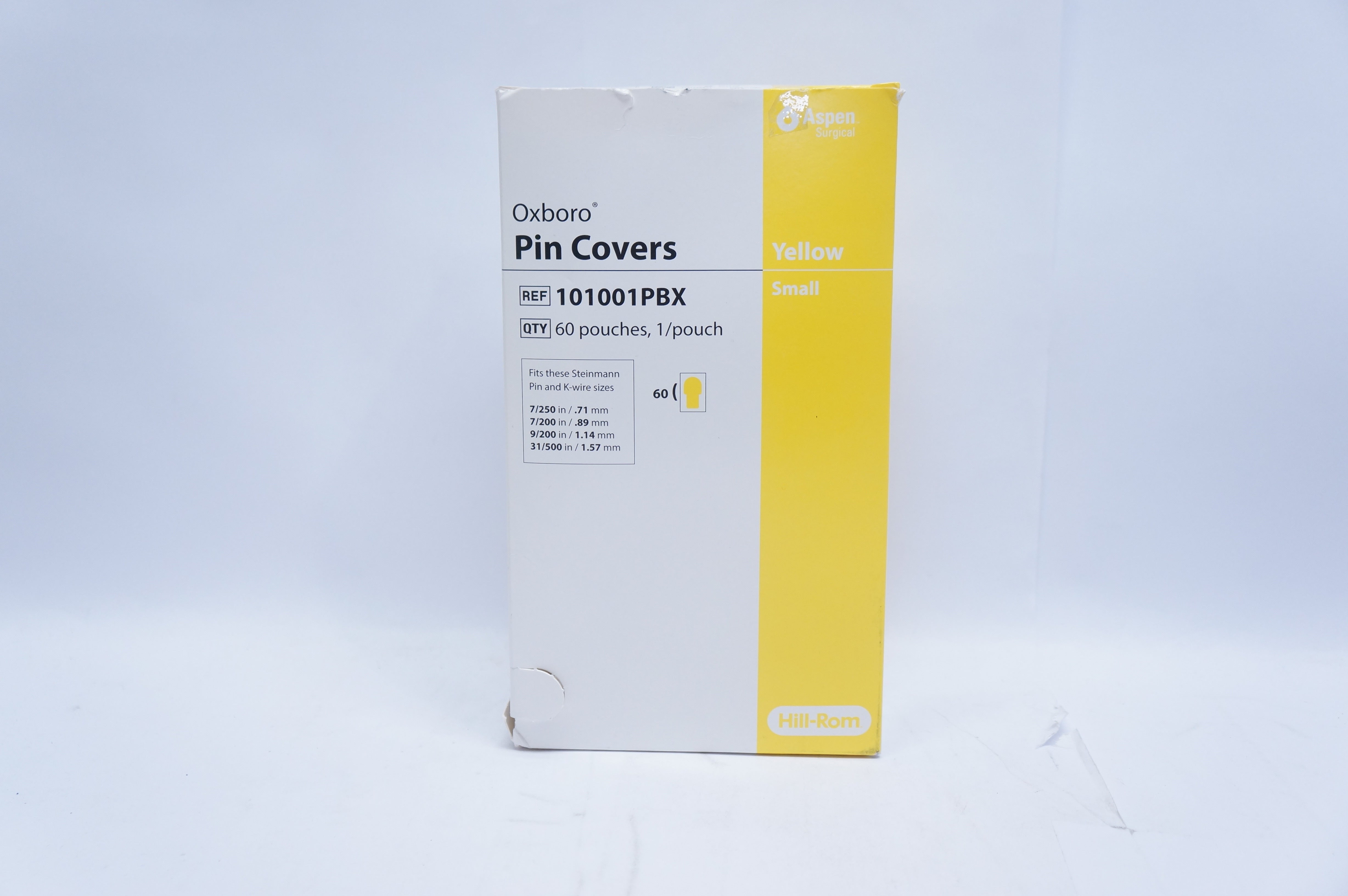 Aspen 101001PBX Oxboro Pin Covers Yellow Small 7/250 inch/0.71mm - Box of 60