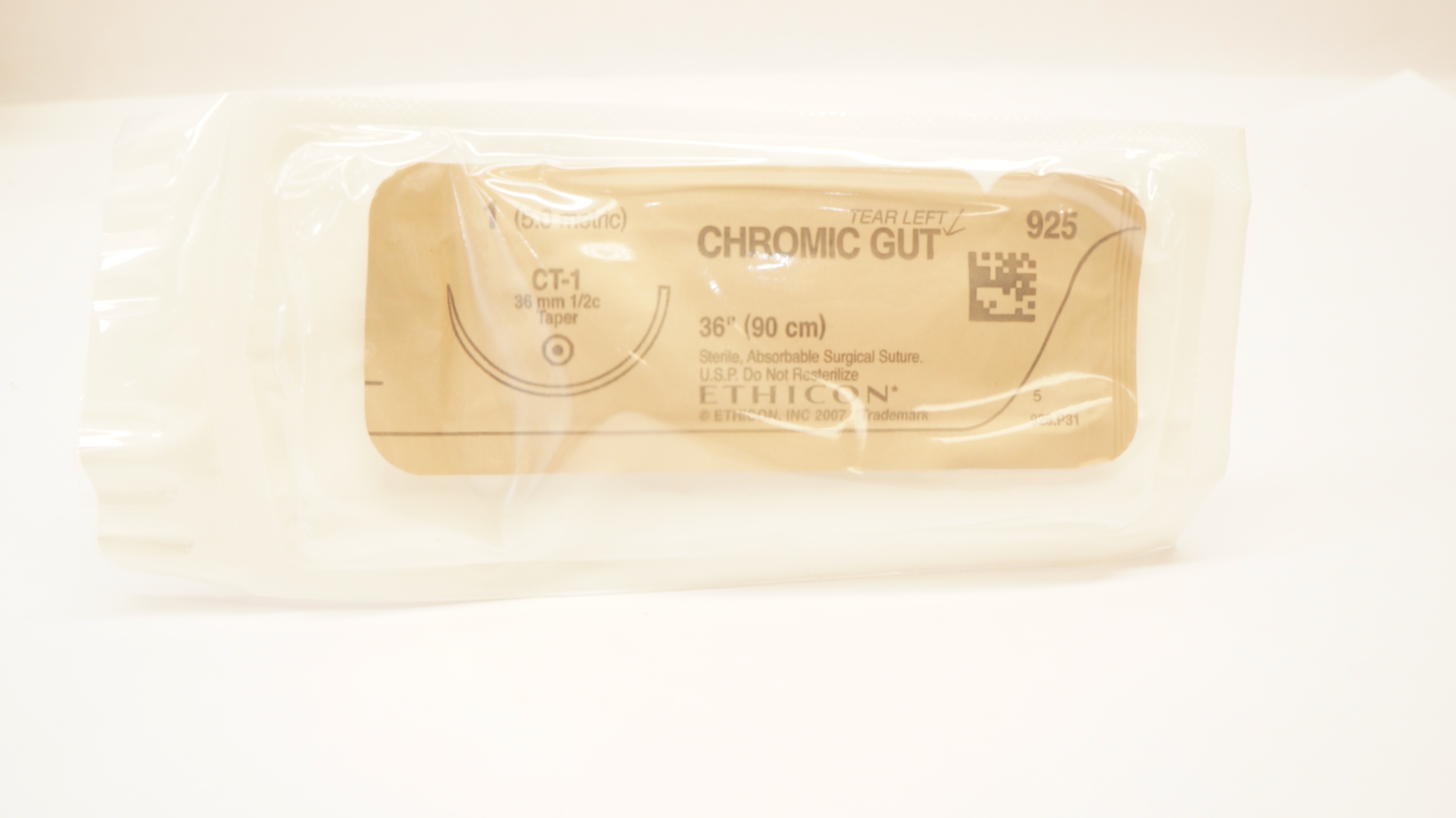Ethicon 925 1 CHROMIC GUT, CT-1, 36mm 1/2c Taper, 36inch (x)