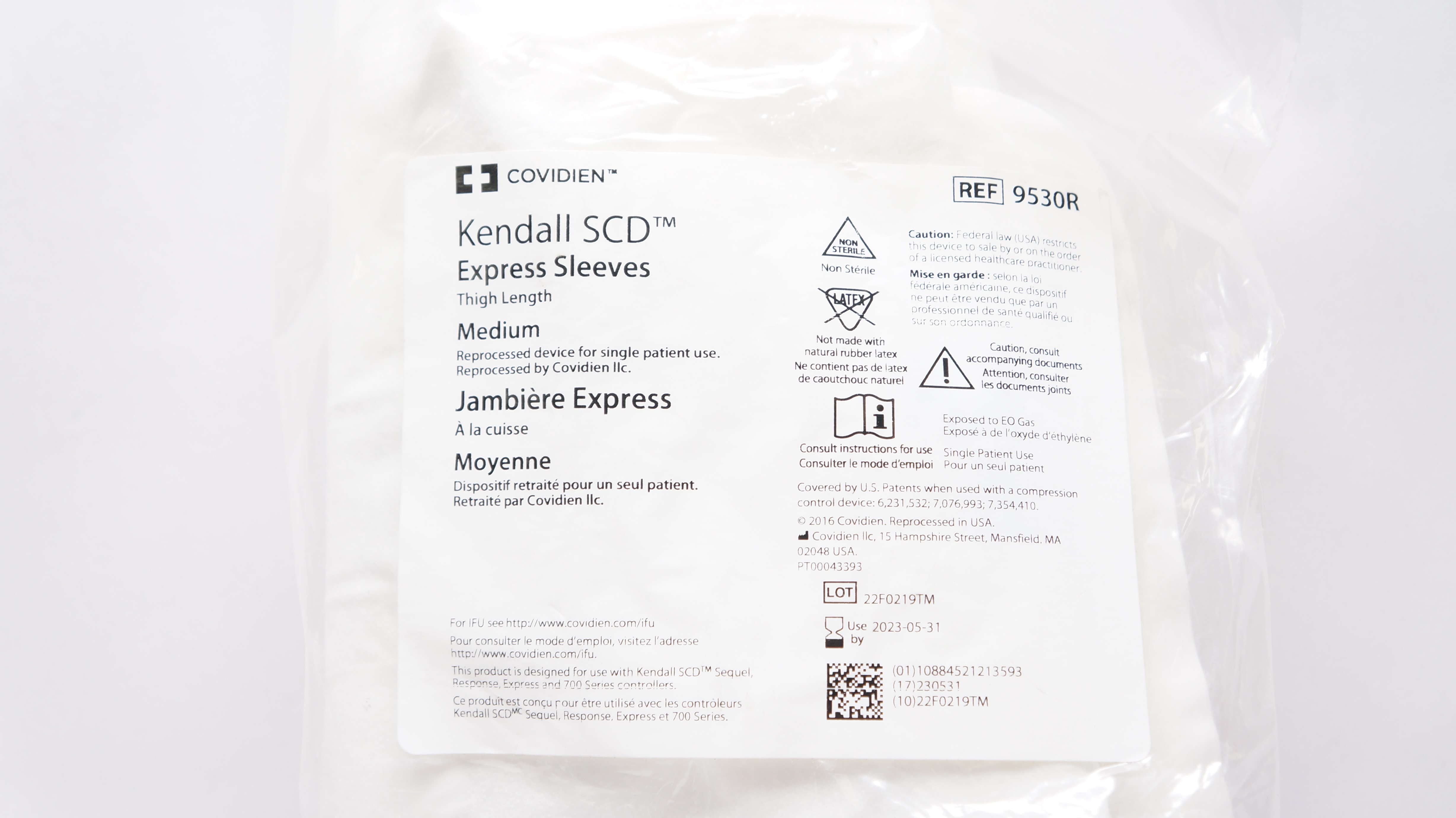 Covidien 9530R Kendall SCD Express Sleeves, Thigh Length, Medium (x)