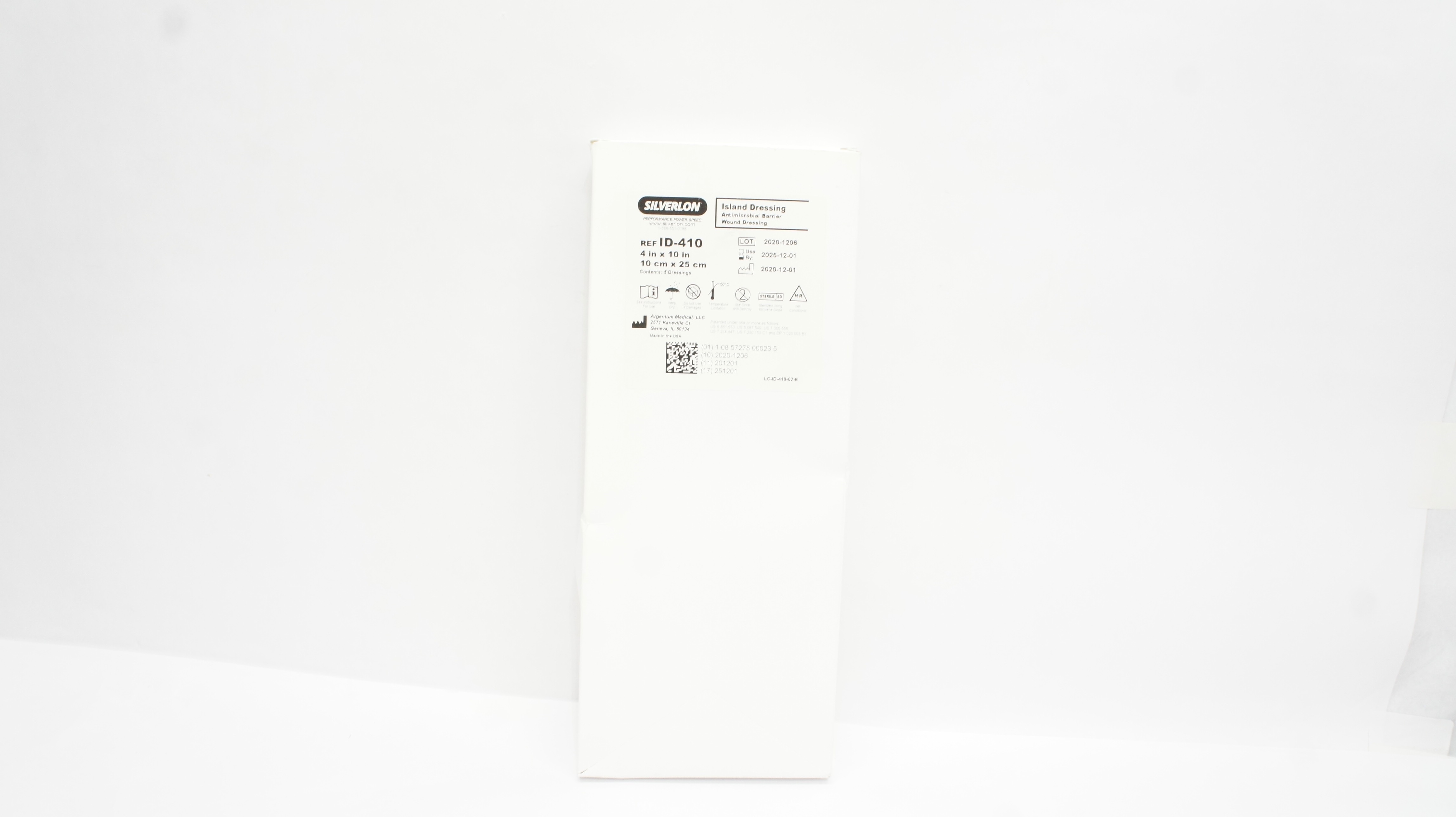 Silverlon ID-410 Island Antibacterial Barrier Wound Dressing 4 x 10in - Box of 5