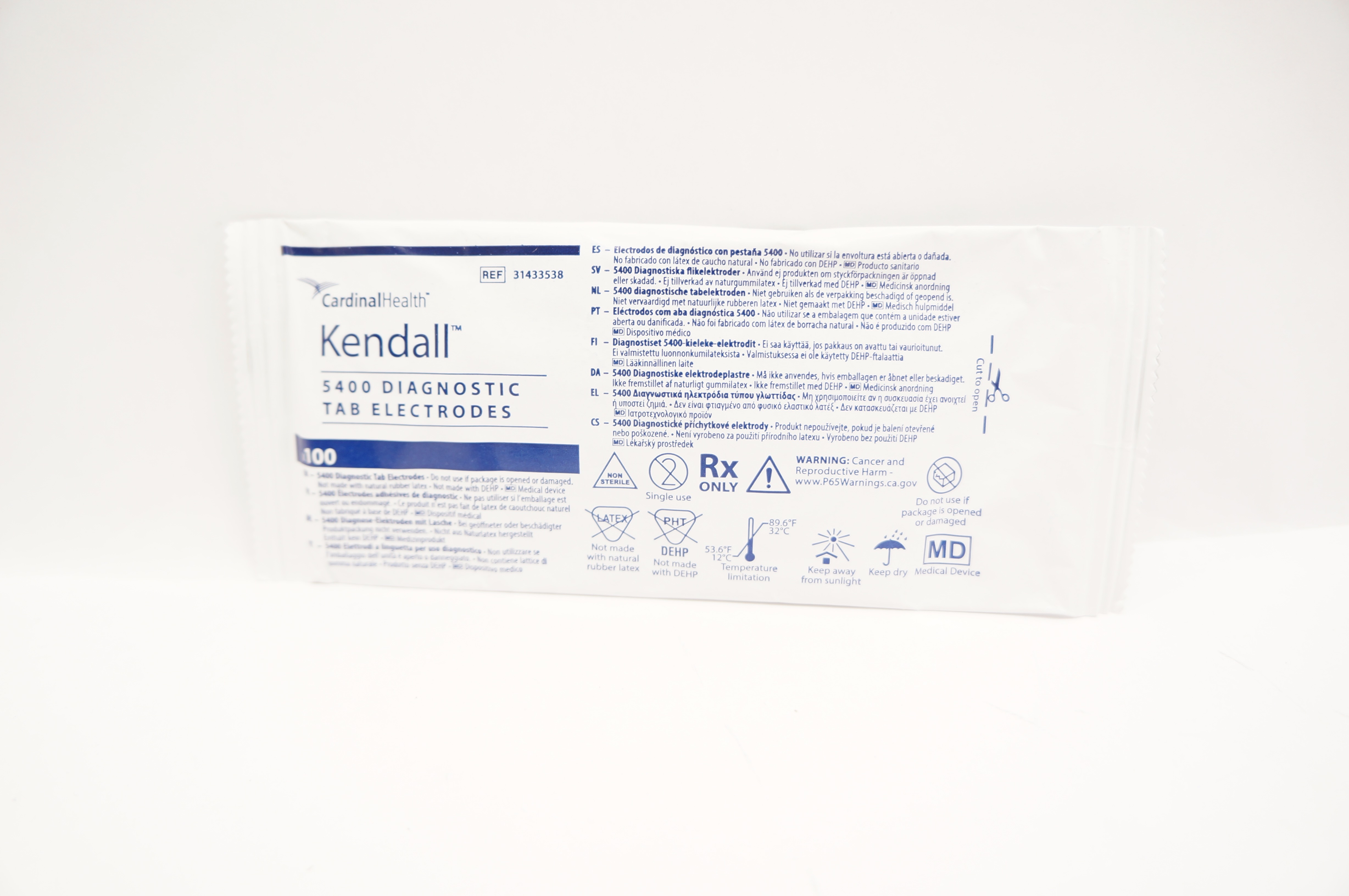 Cardinal Health 31433538 Kendall 5400 Diagnostic Tab Electrodes - Pack of 100