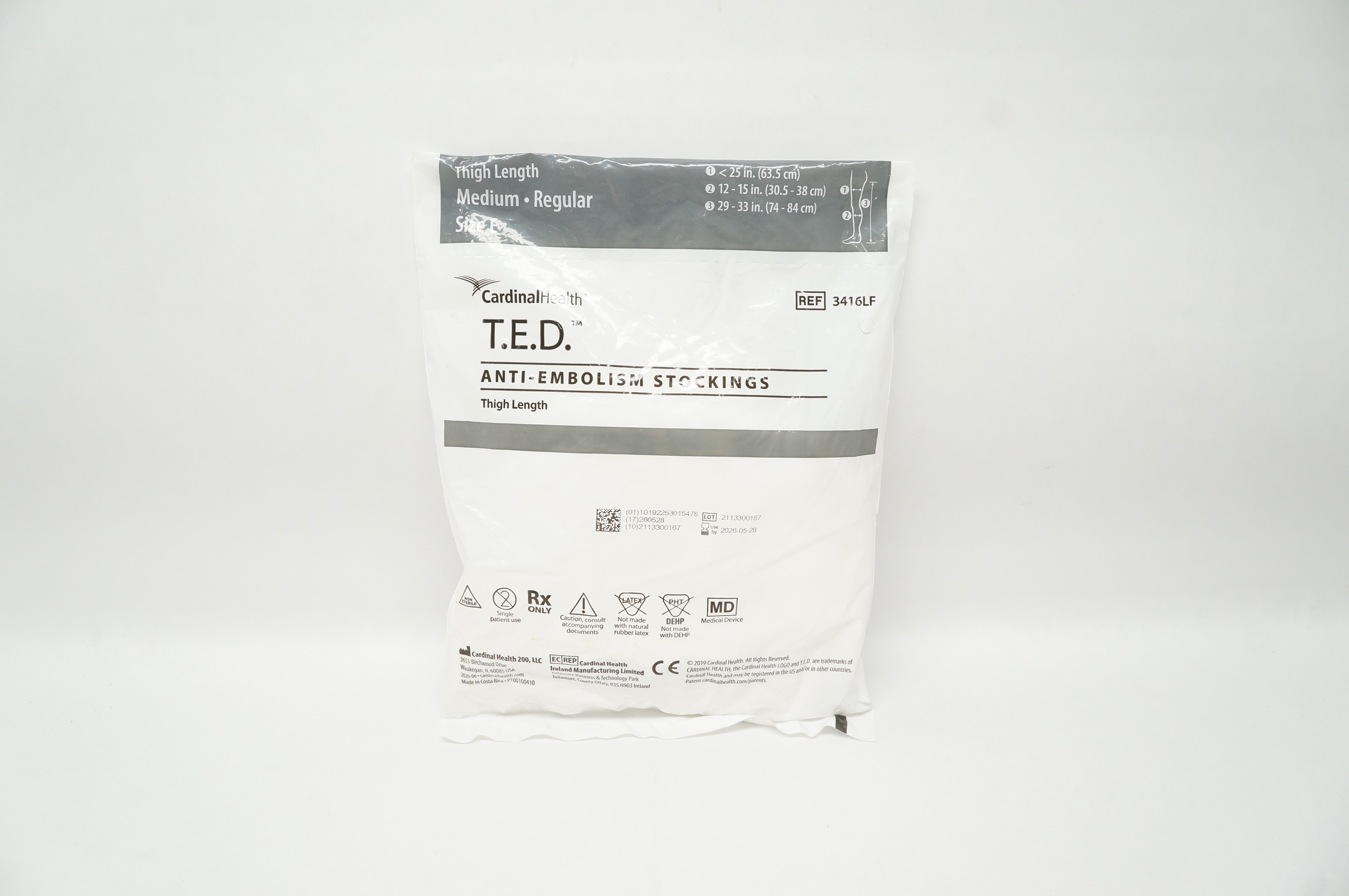 Cardinal Health 3416LF T.E.D. Anti-Embolism Stockings Thigh Length Medium E