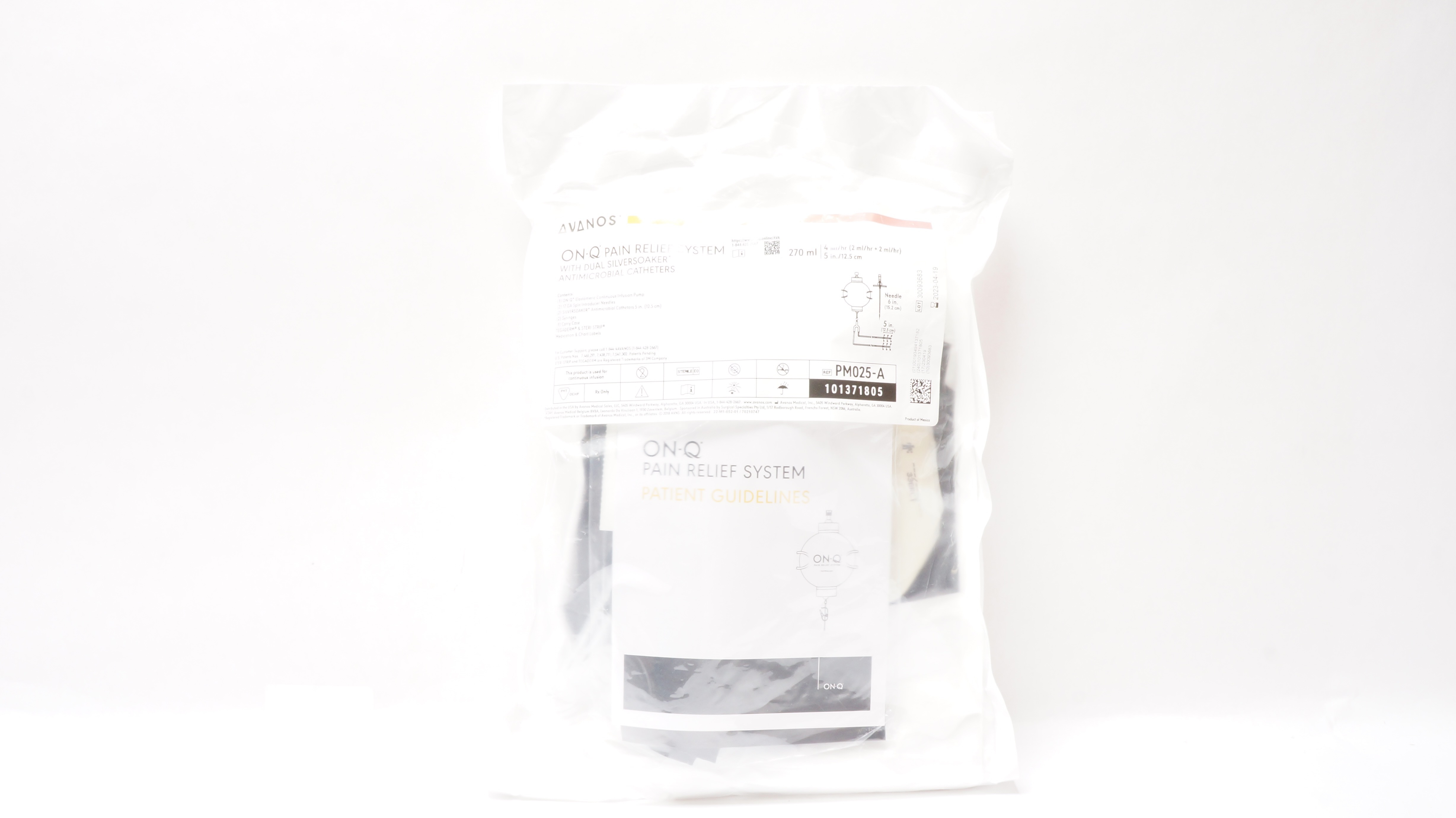 Avanos PM025-A ON-Q Pain Relief System Antimicrobial Caths. 5inch x 270ml (x)
