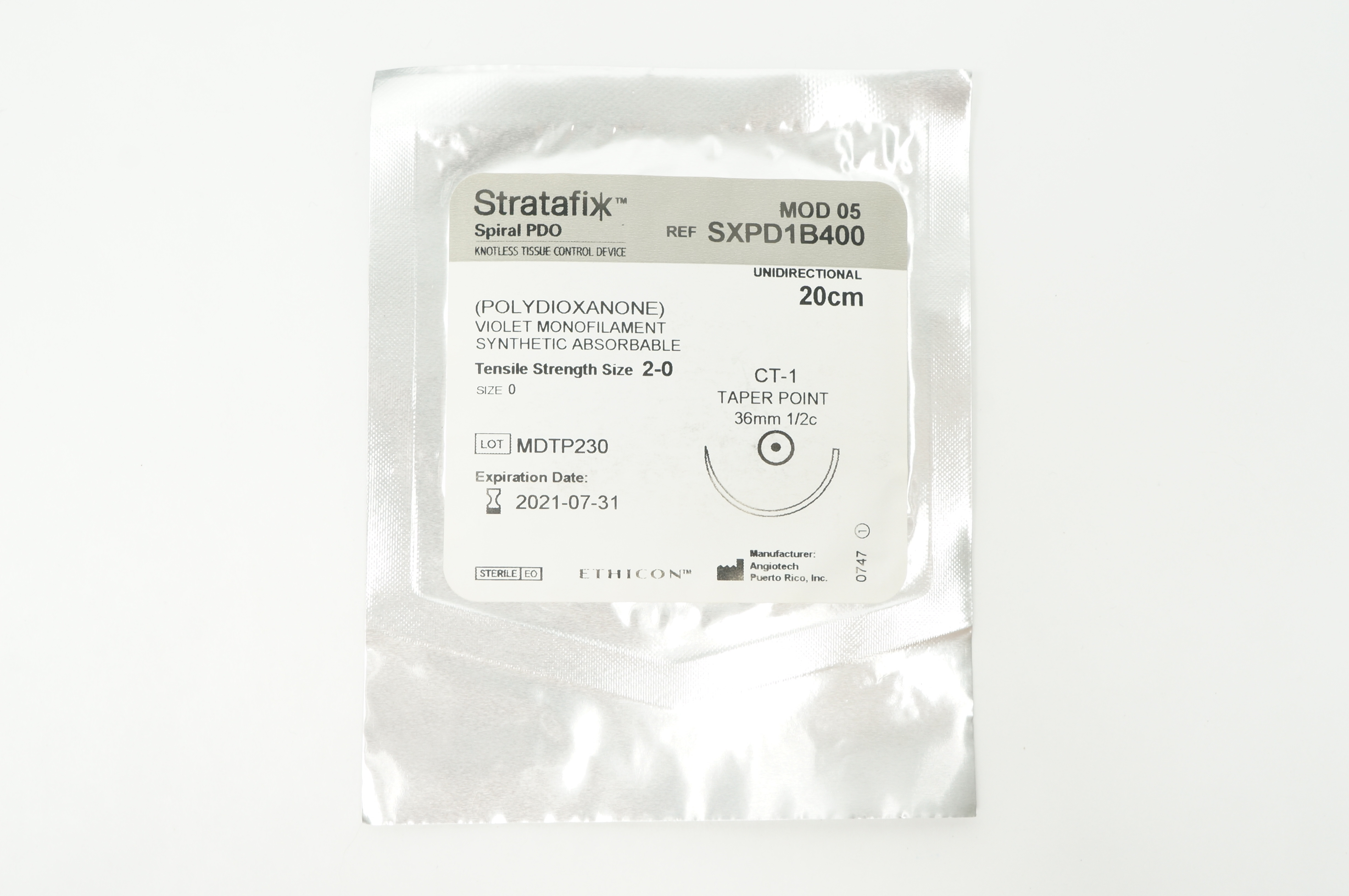 Ethicon SXPD1B400 2-0 STRATAFIX CT-1 36mm 1/2c Taper Point, 20cm (x)