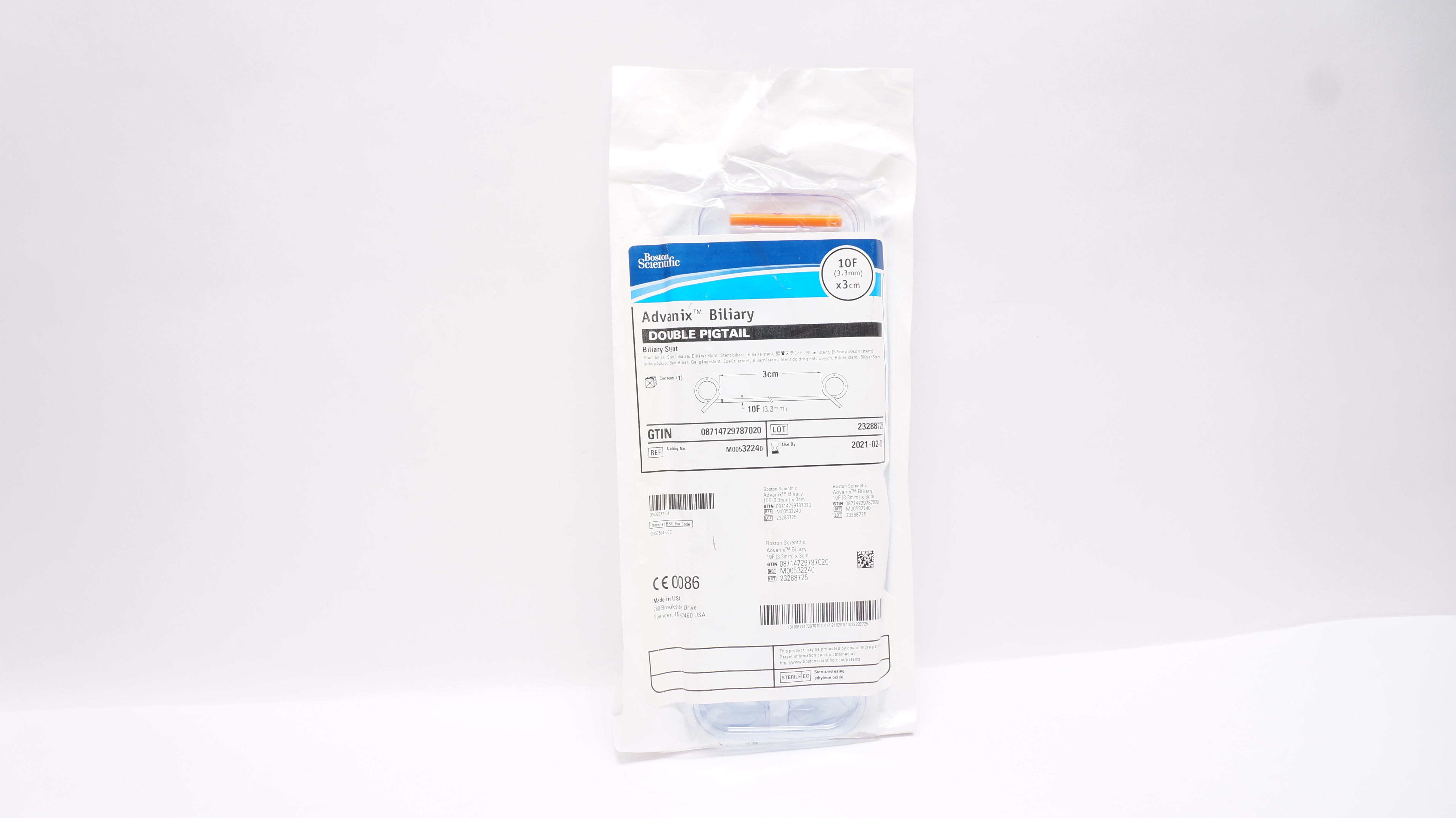 Boston Scientific 3224 Advanix Biliary Double Pigtail Biliary Stnt 10F x 3cm (x)