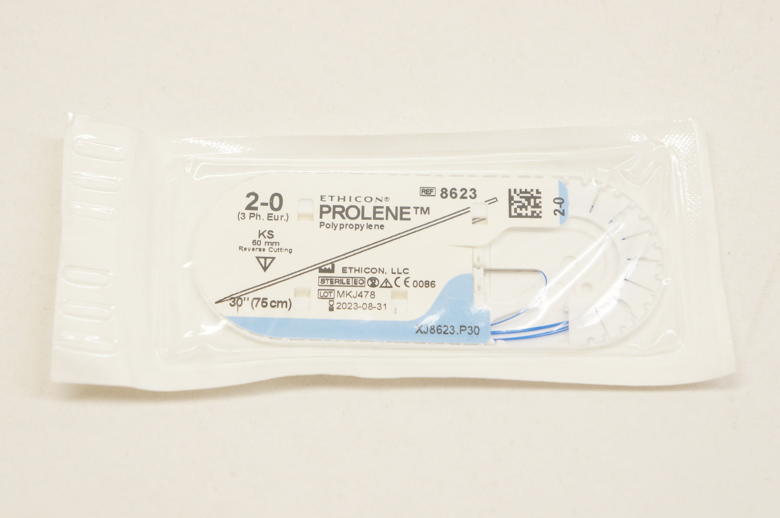 Ethicon 8623 2-0 PROLENE, KS, 60mm Reverse Cutting, 30inch