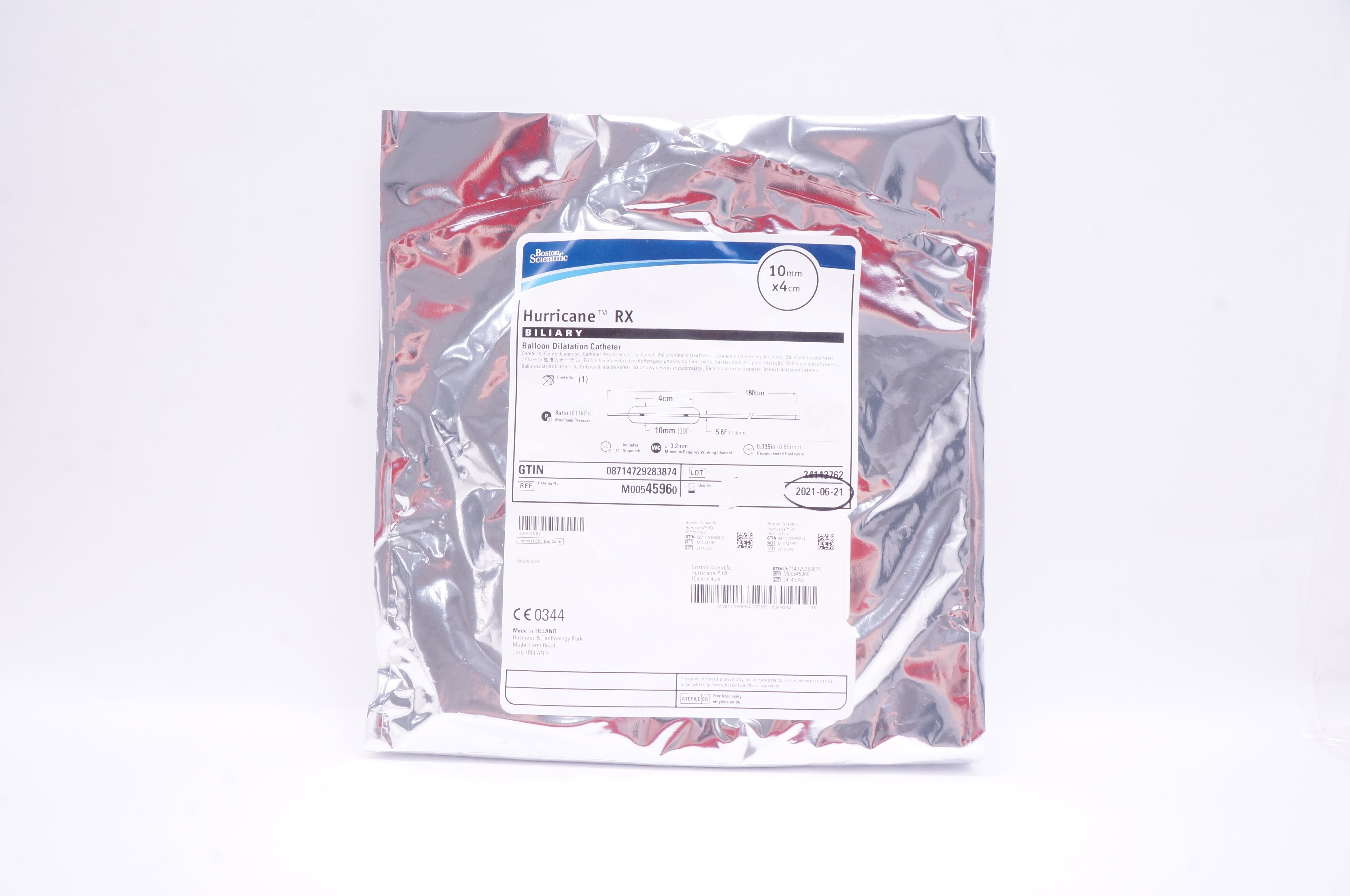 Boston Scientific 4596 Hurricane RX Biliary Balloon Dilatation Cath. 10mm x 4cm
