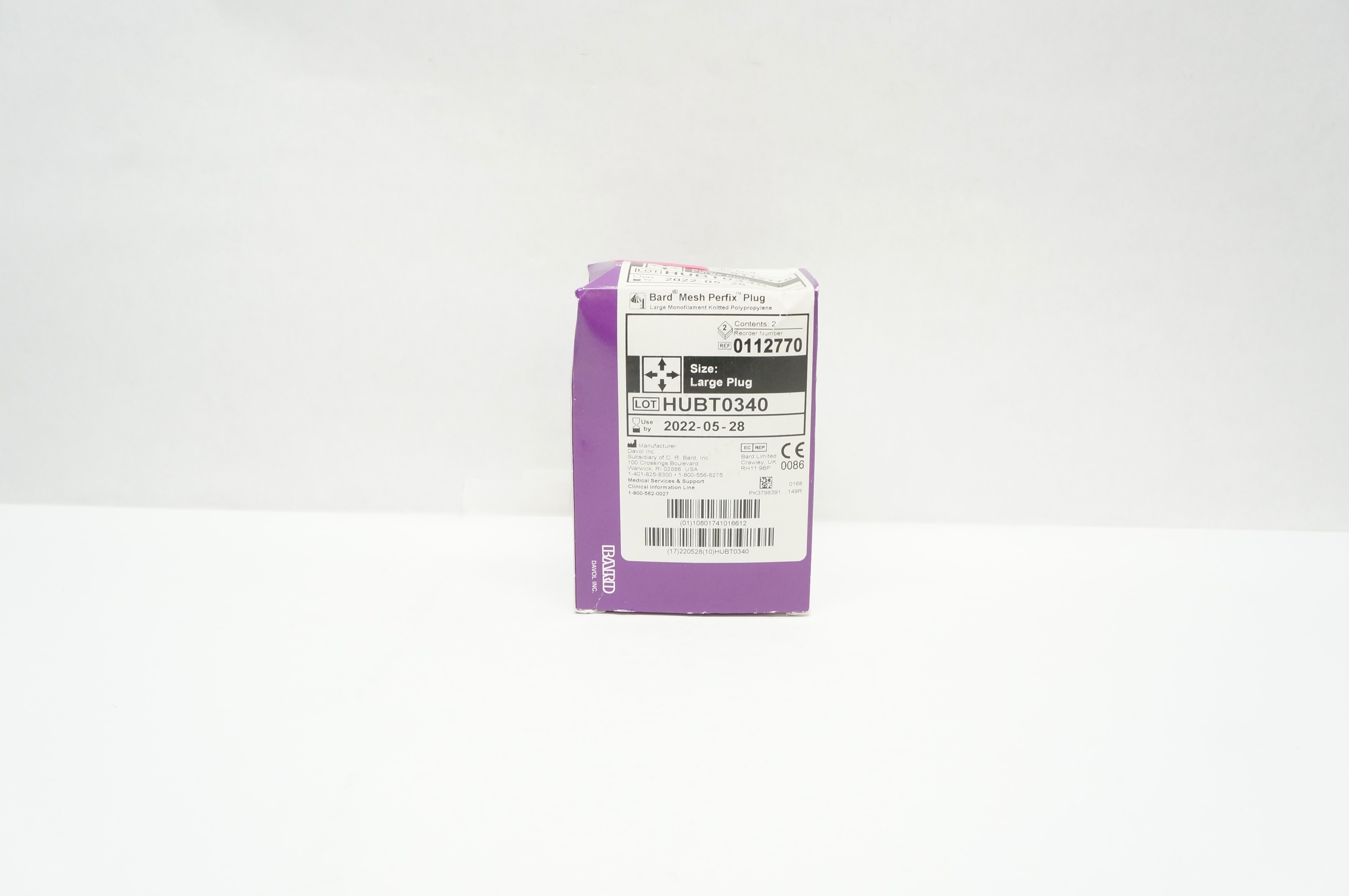 Bard 0112770 Mesh PerFix Plug Monofilament Knitted Polypropylene L (x) -Box of 2