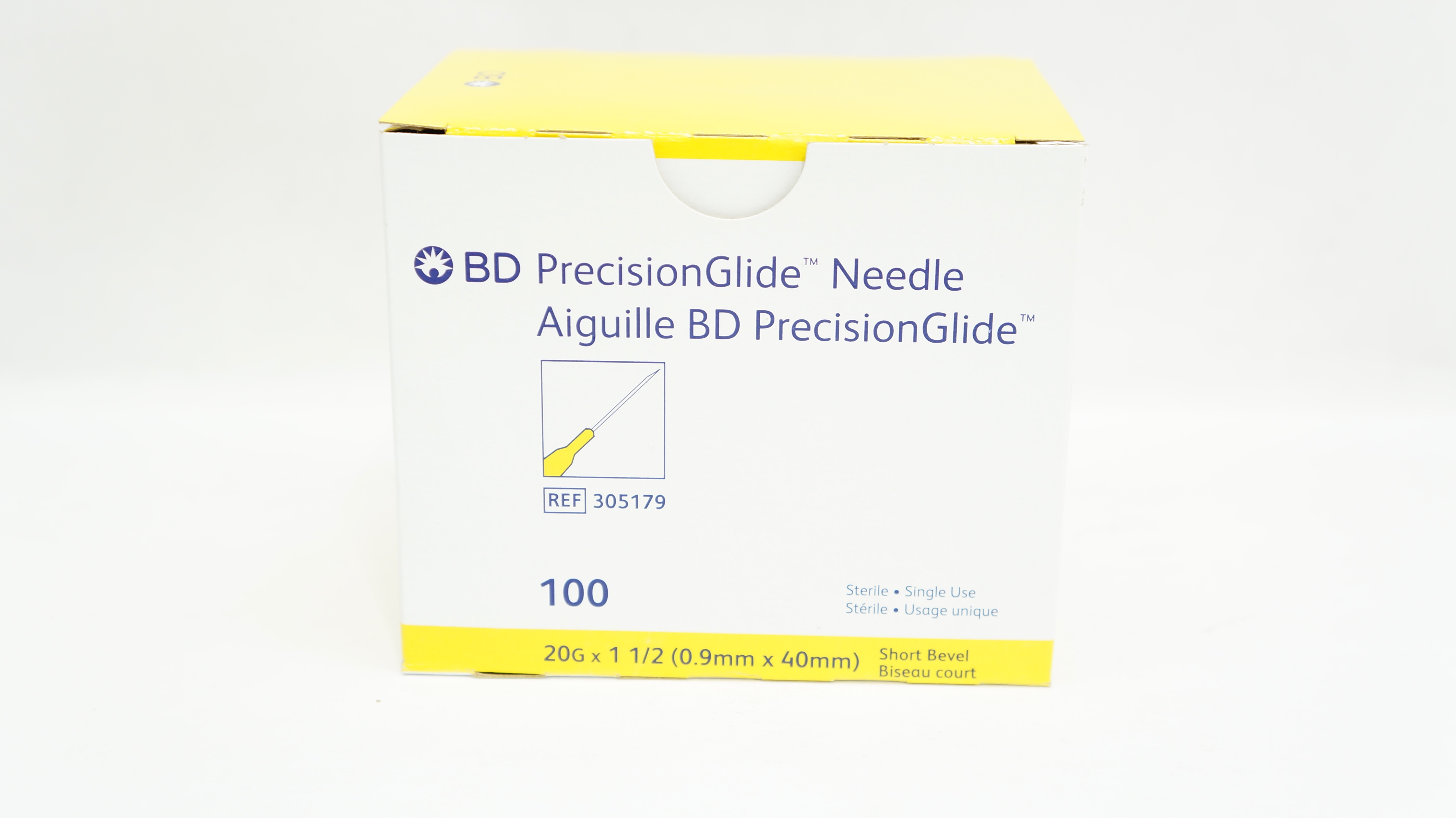 BD 305179 PrecisionGlide Ndle Short Bevel, 20G x 1-1/2inch - Box of 90