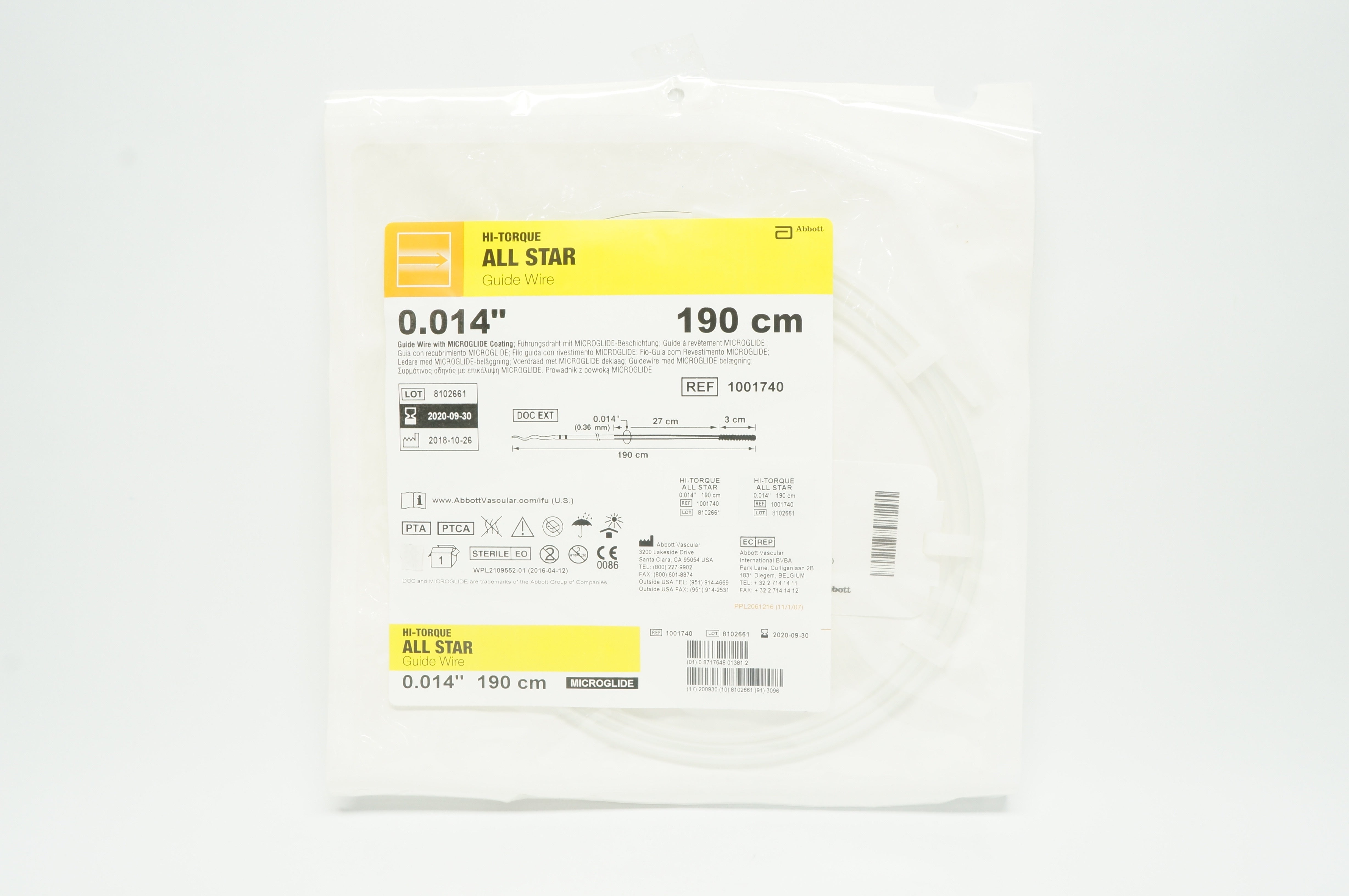 Abbott 1001740 Hi-Torque All Star Guide Wire 0.014inch x 190cm (x)