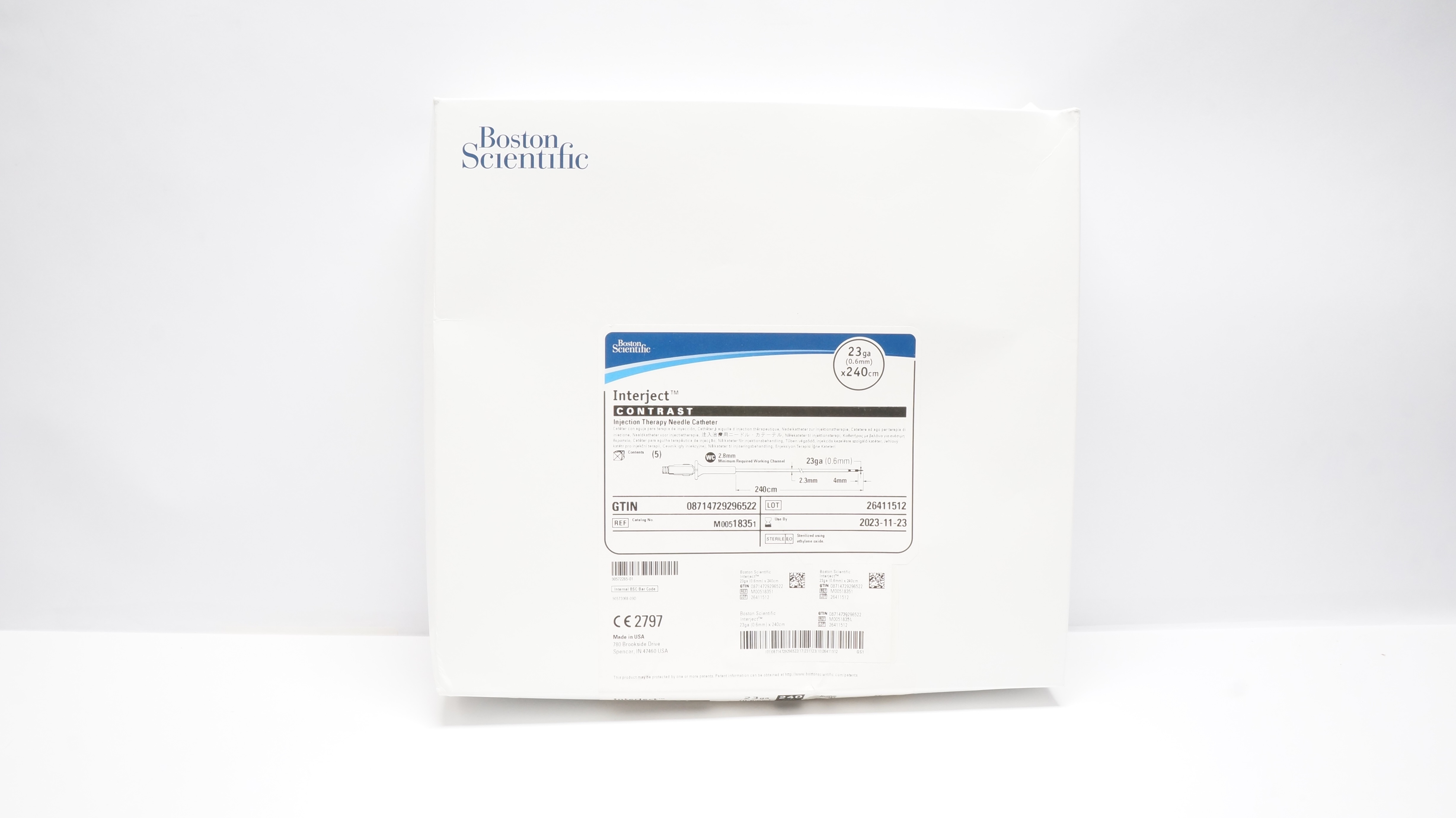 Boston Scientific M00518351 Interject Injection Ndle Cath. 23gax240cm - Box of 5