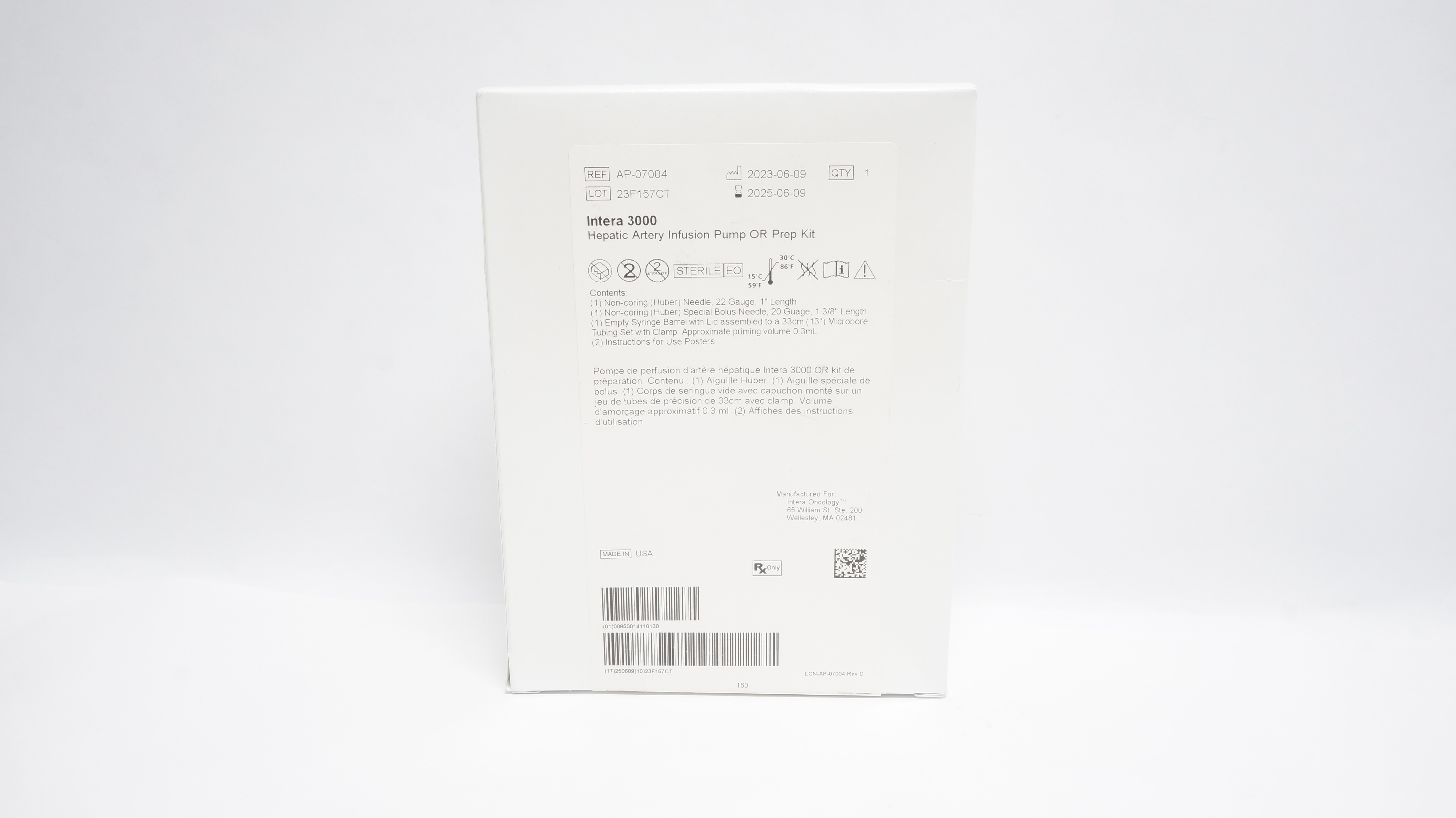Intera Oncology AP-07004 Hepatic Artery Infusion Pump OR Prep KIt (X)