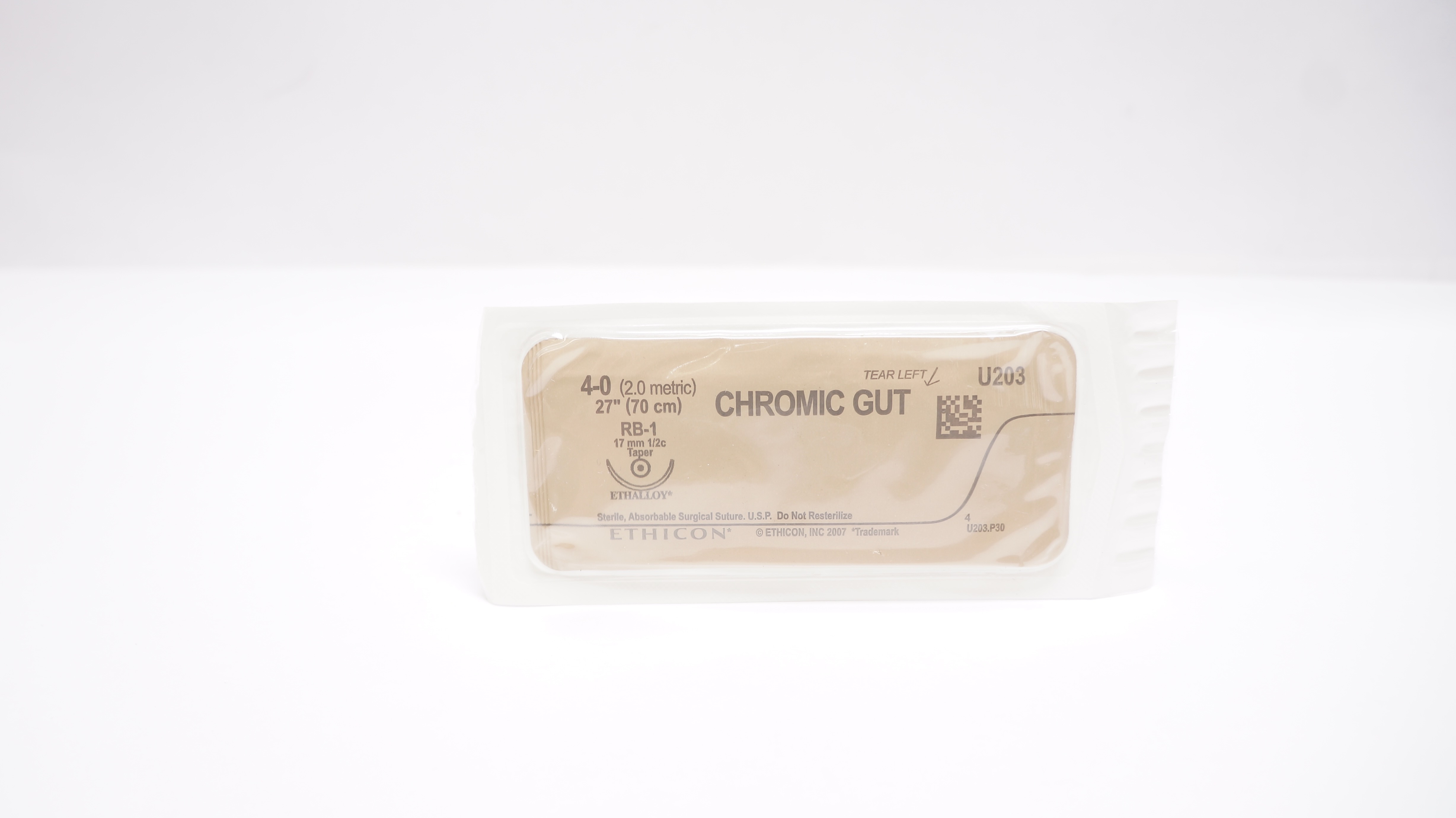 Ethicon U203 4-0 CHROMIC GUT, RB-1, 17mm 1/2c Taper, 27inch (x)