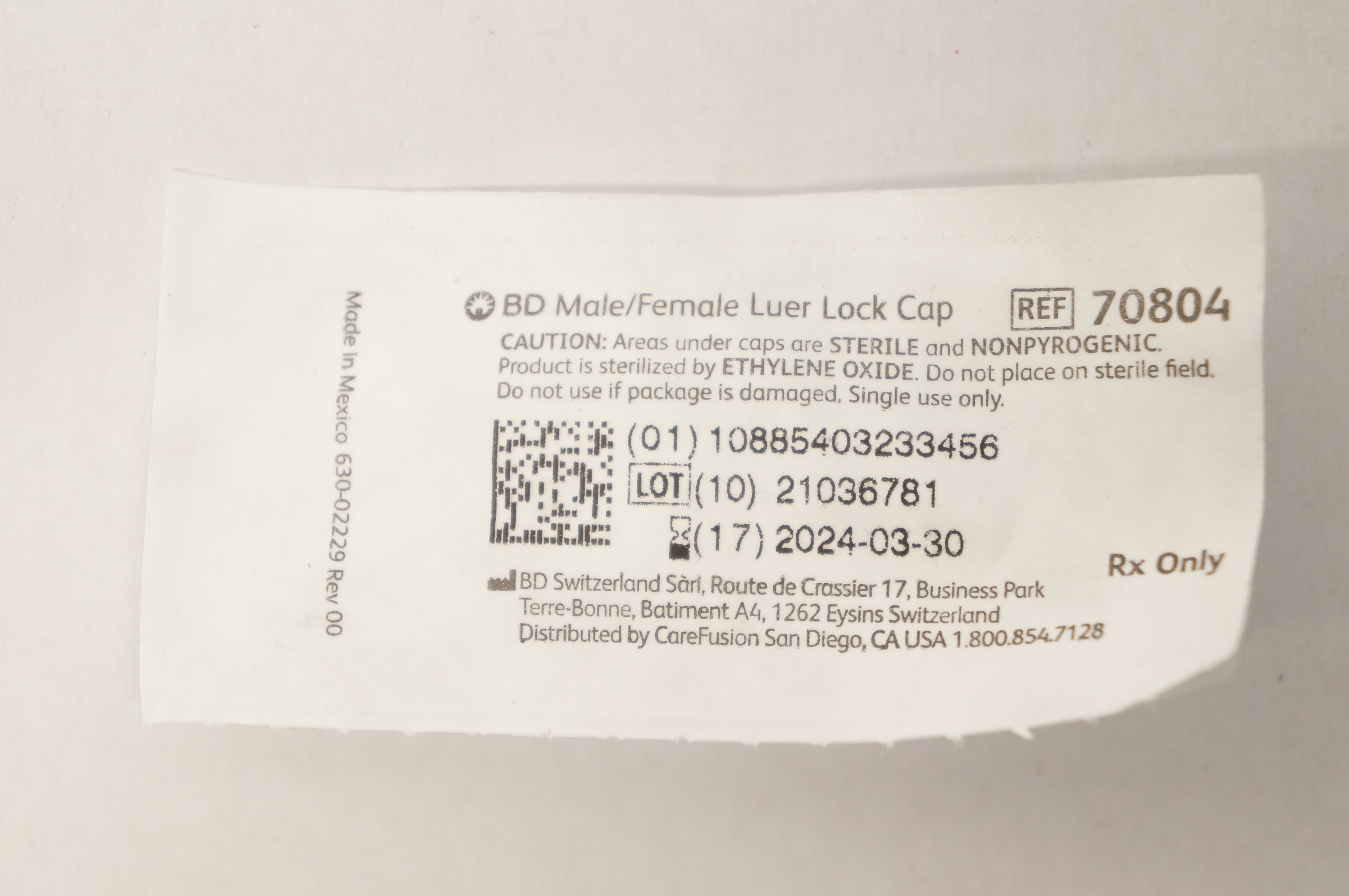 BD 70804 Male/Female Luer Lock Cap
