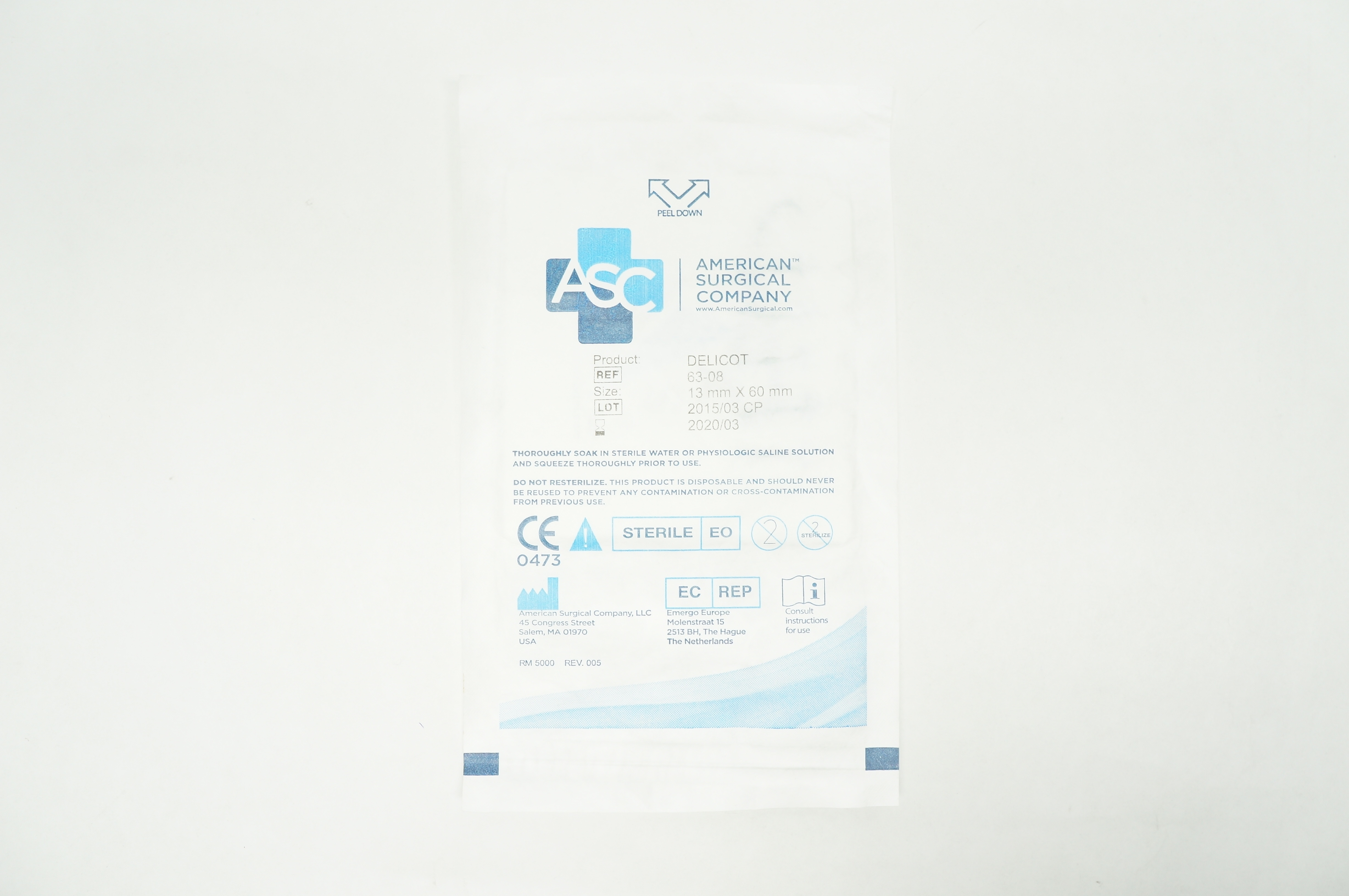 American Surgical Company 63-08 Delicot, 13mm x 60mm (x)