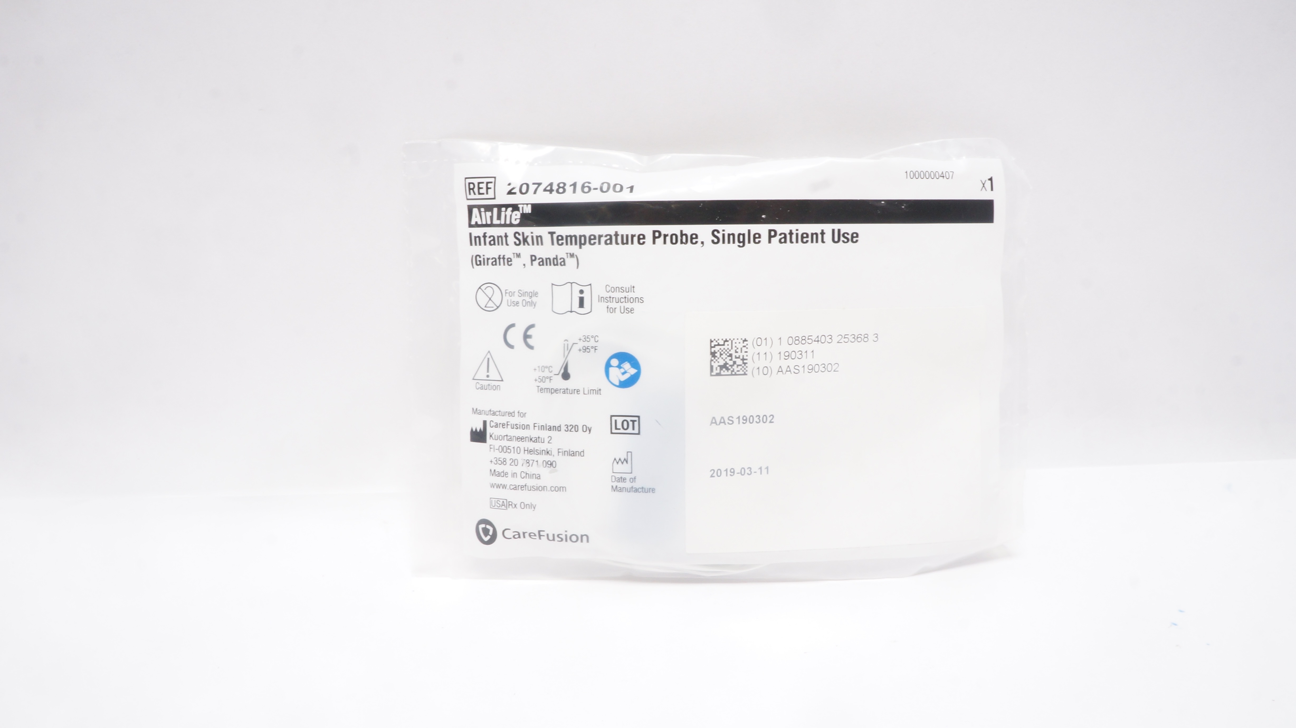 CareFusion 2074816-001 AirLife Infant Skin Temperature Probe