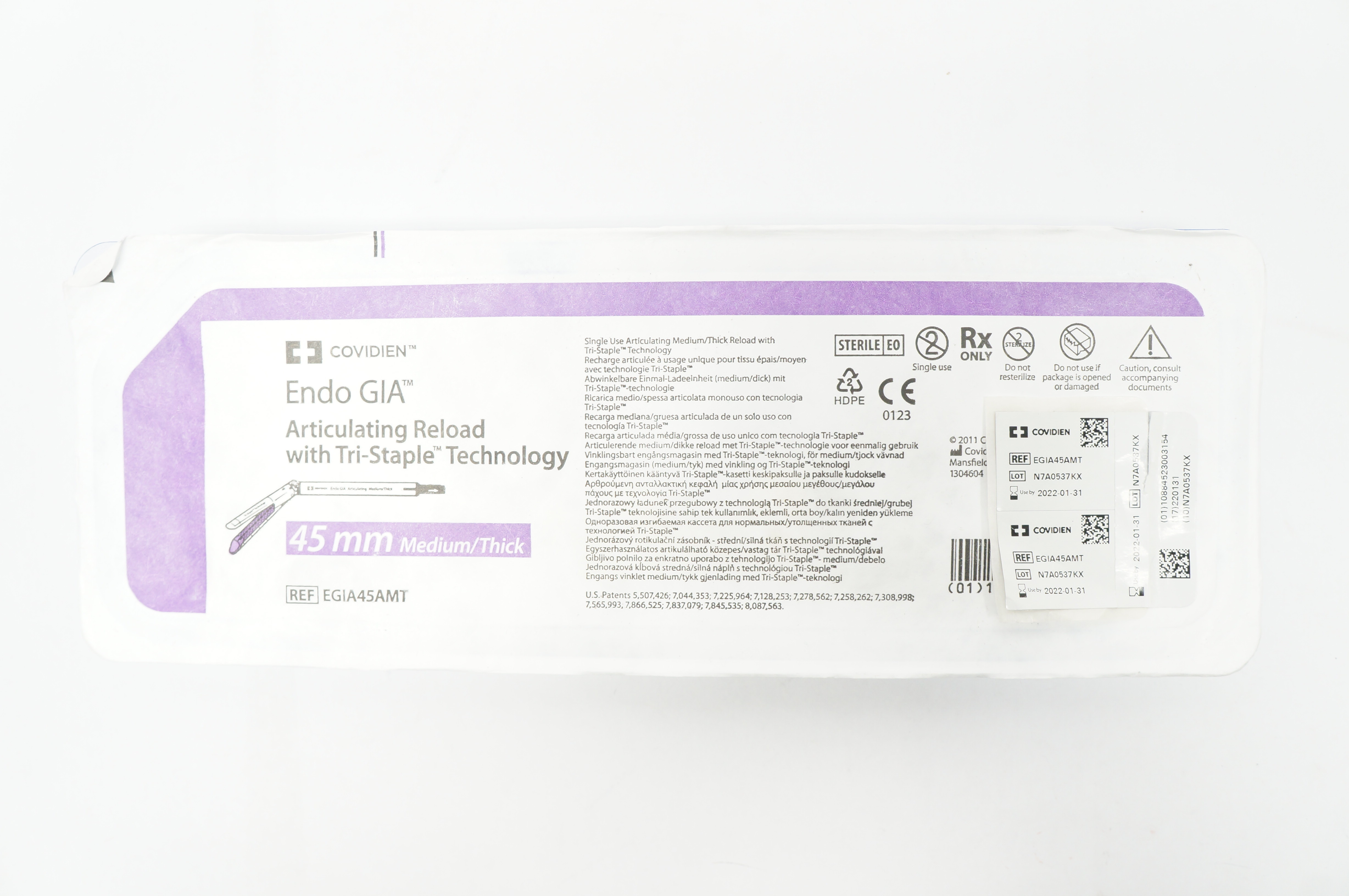Covidien EGIA45AMT Endo GIA Articulating Reload w/ Tri-Staple Technology 45mm
