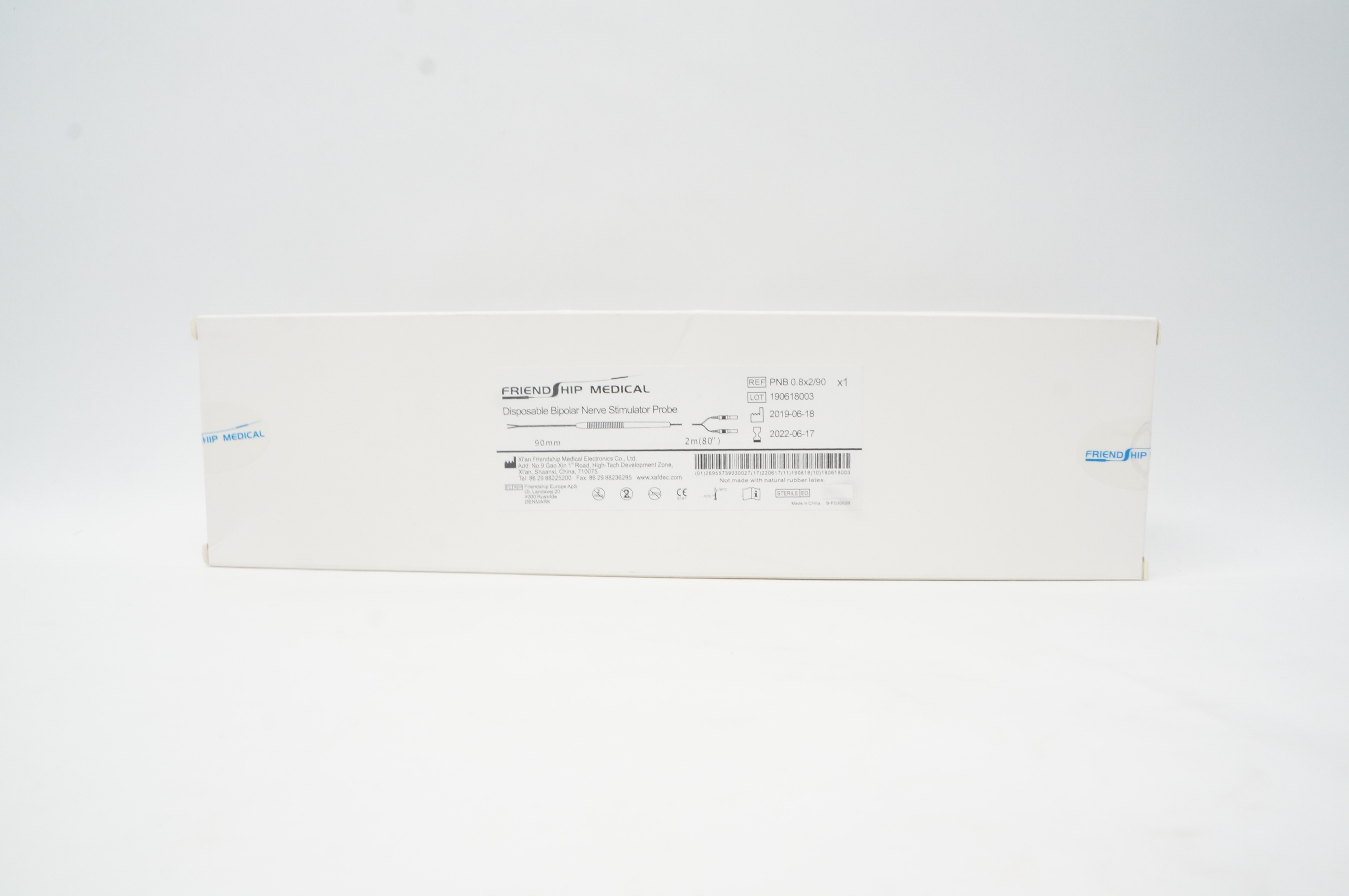 Friendship Medical PNB 0.8x2/90 Disposable Bipolar Nerve Stimulator Probe 80inch