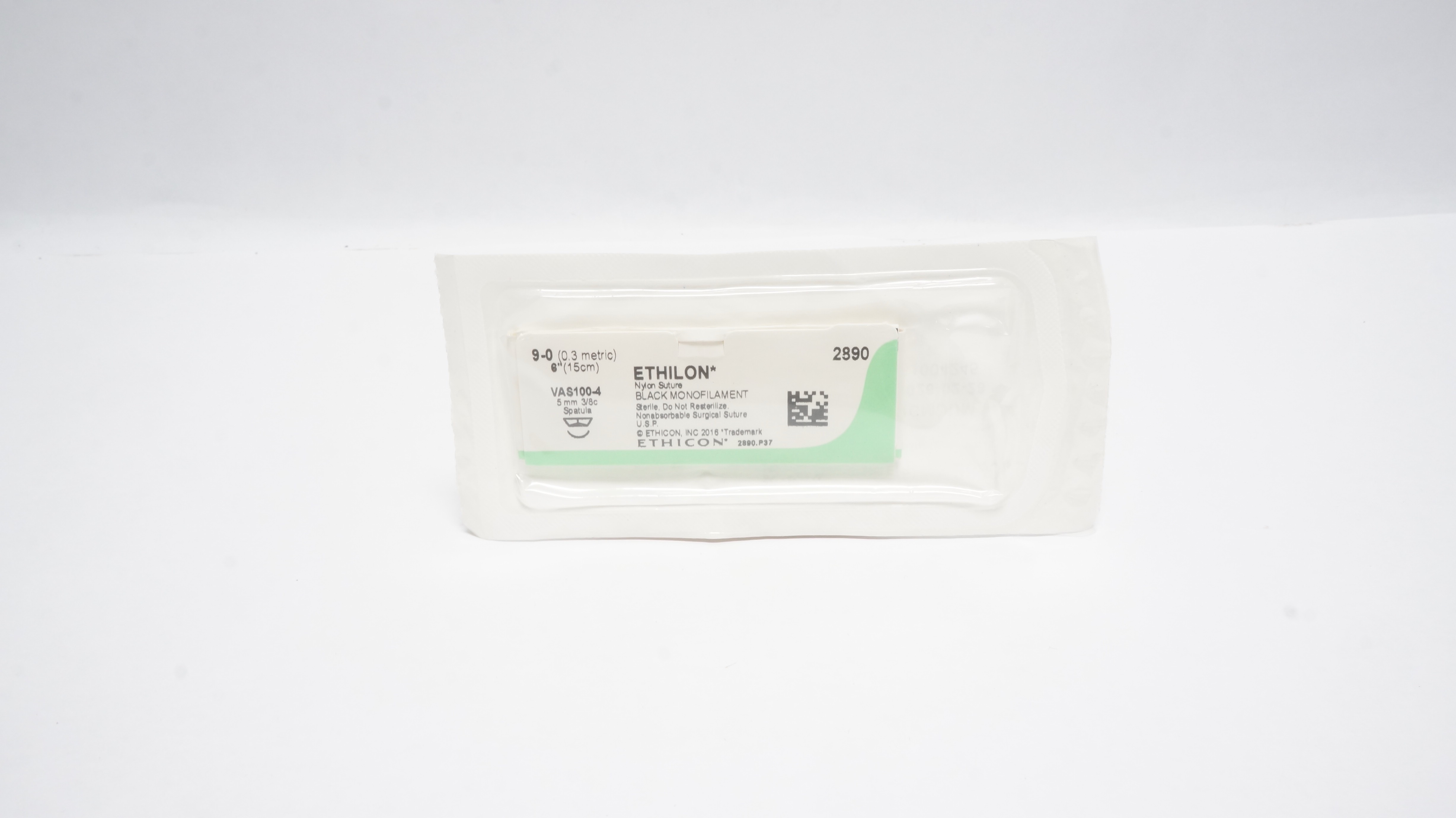 Ethicon 2890 VAS100-4 Black Monofilament 6 inch 5mm 3/8c Spatula