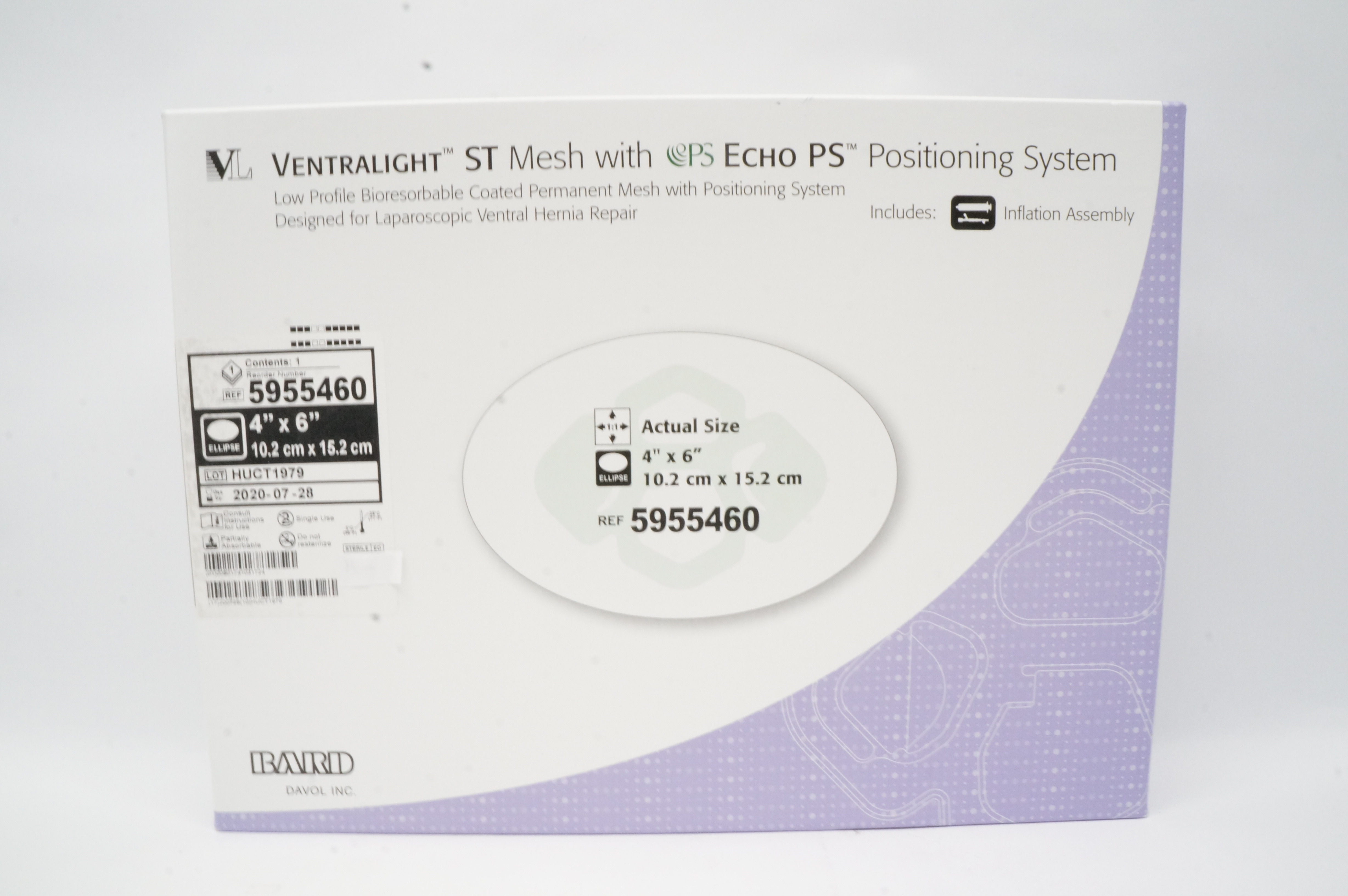 Bard 5955460 Ventralight ST Mesh With Escho PS Positioning System 4 x 6 inch (x)