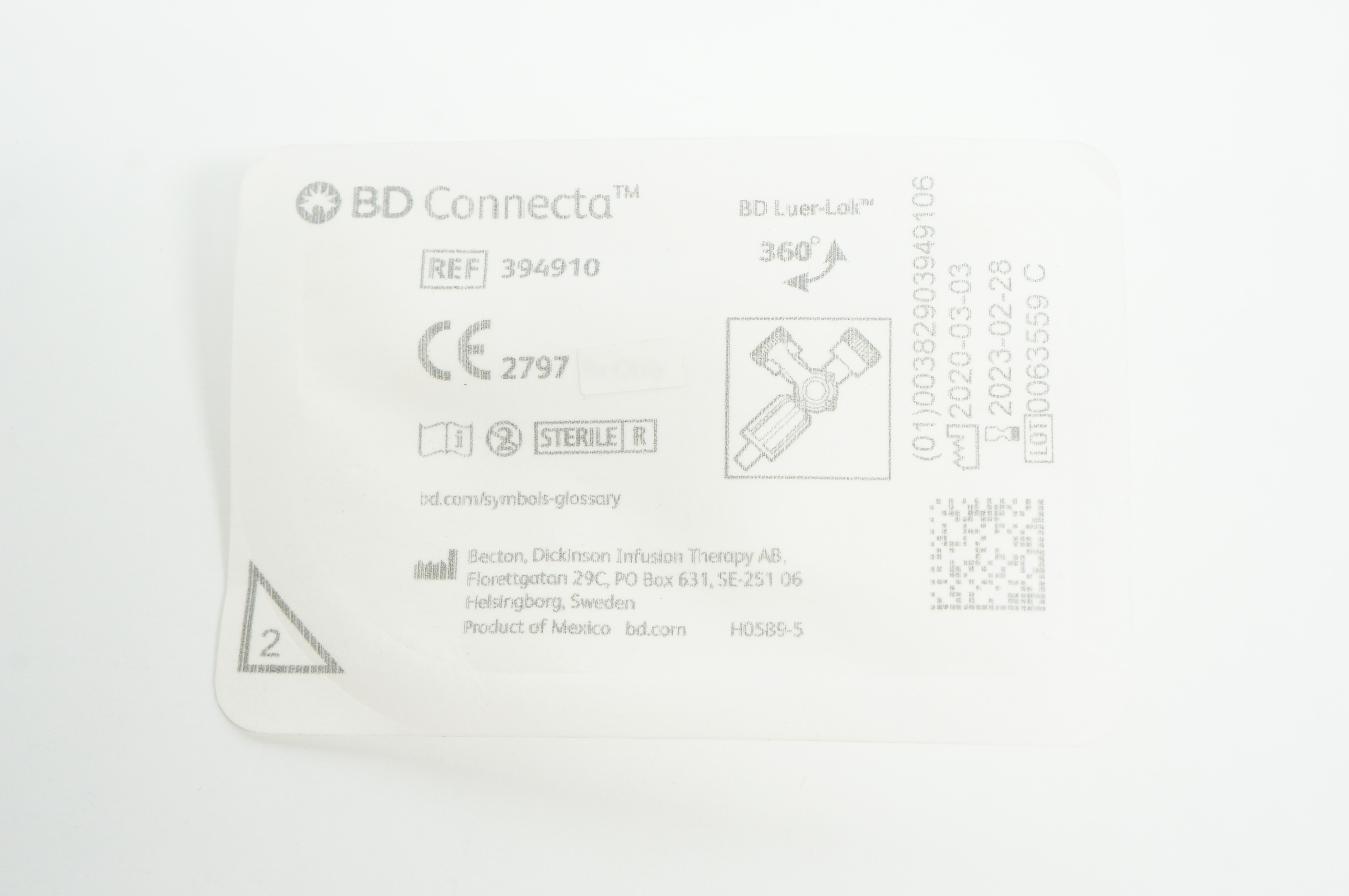 BD 394910 Connecta Becton Luer-Lok 360 degree