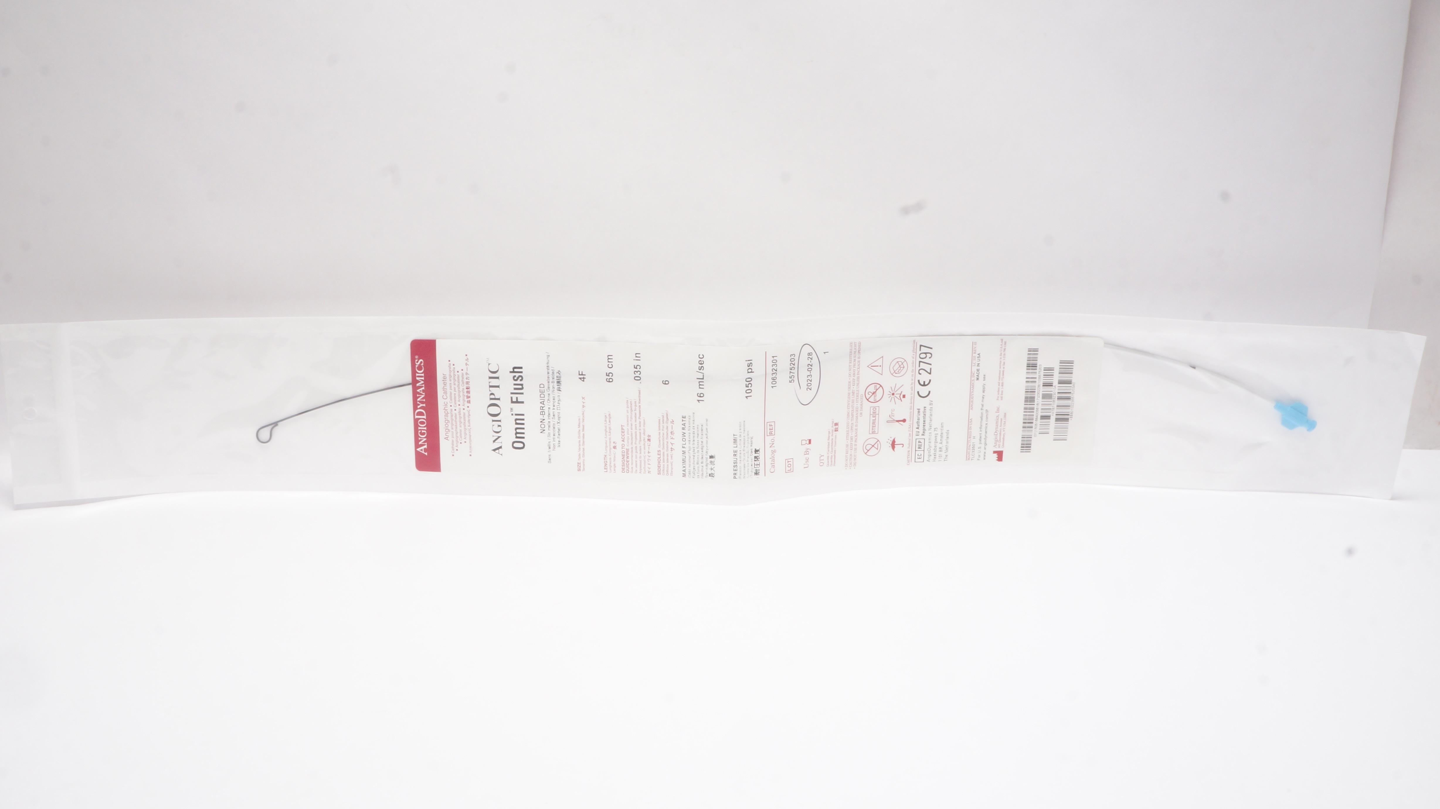 AngioDynamics 10632301 Angioptic Omni Flush Non-Braided 4F x 65cm x .035In  (x)