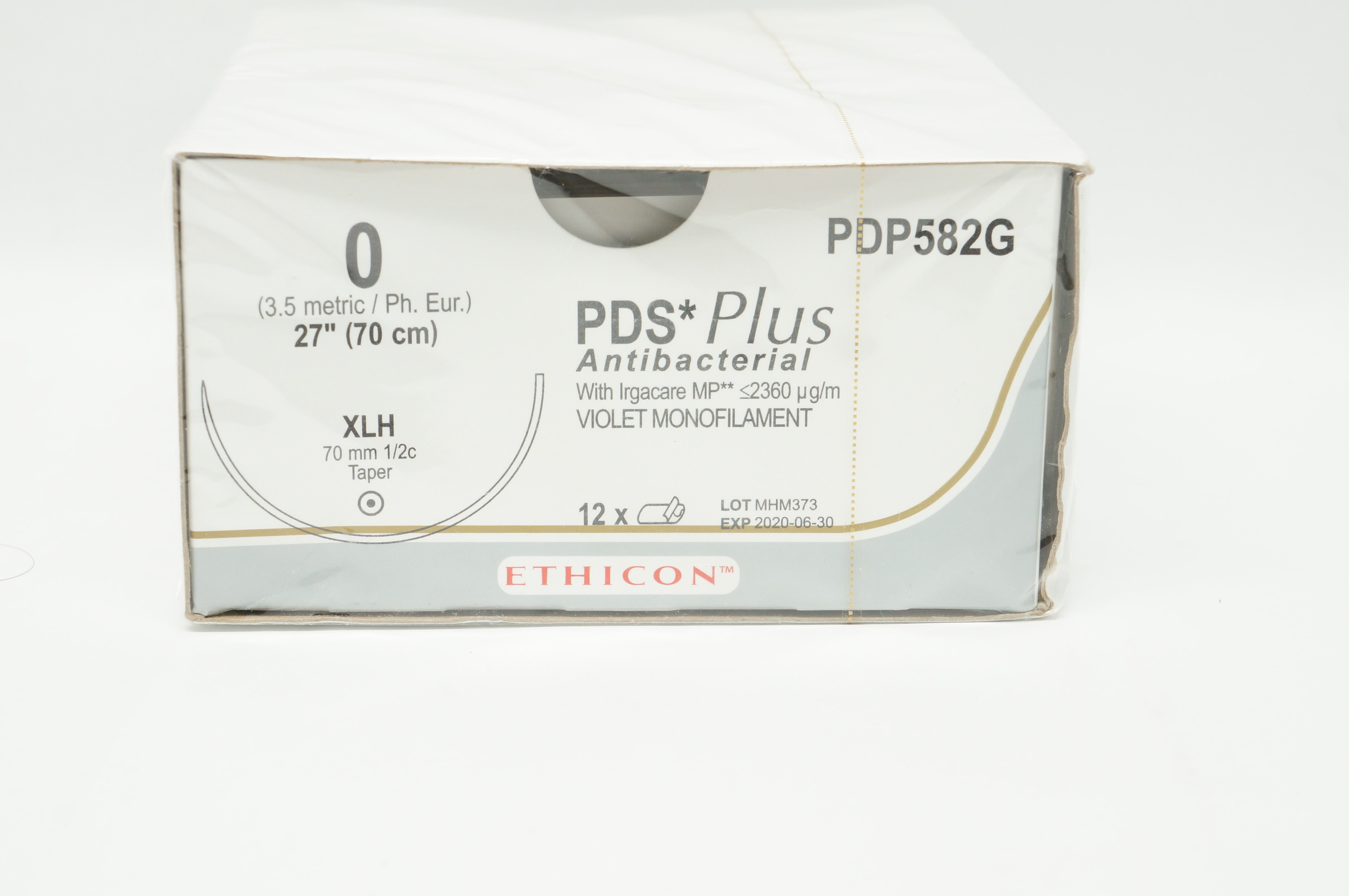 Ethicon PDP582G 0 XLH 70mm 1/2c PDS Plus Antibacterial 27inch - Box of 12 (x)