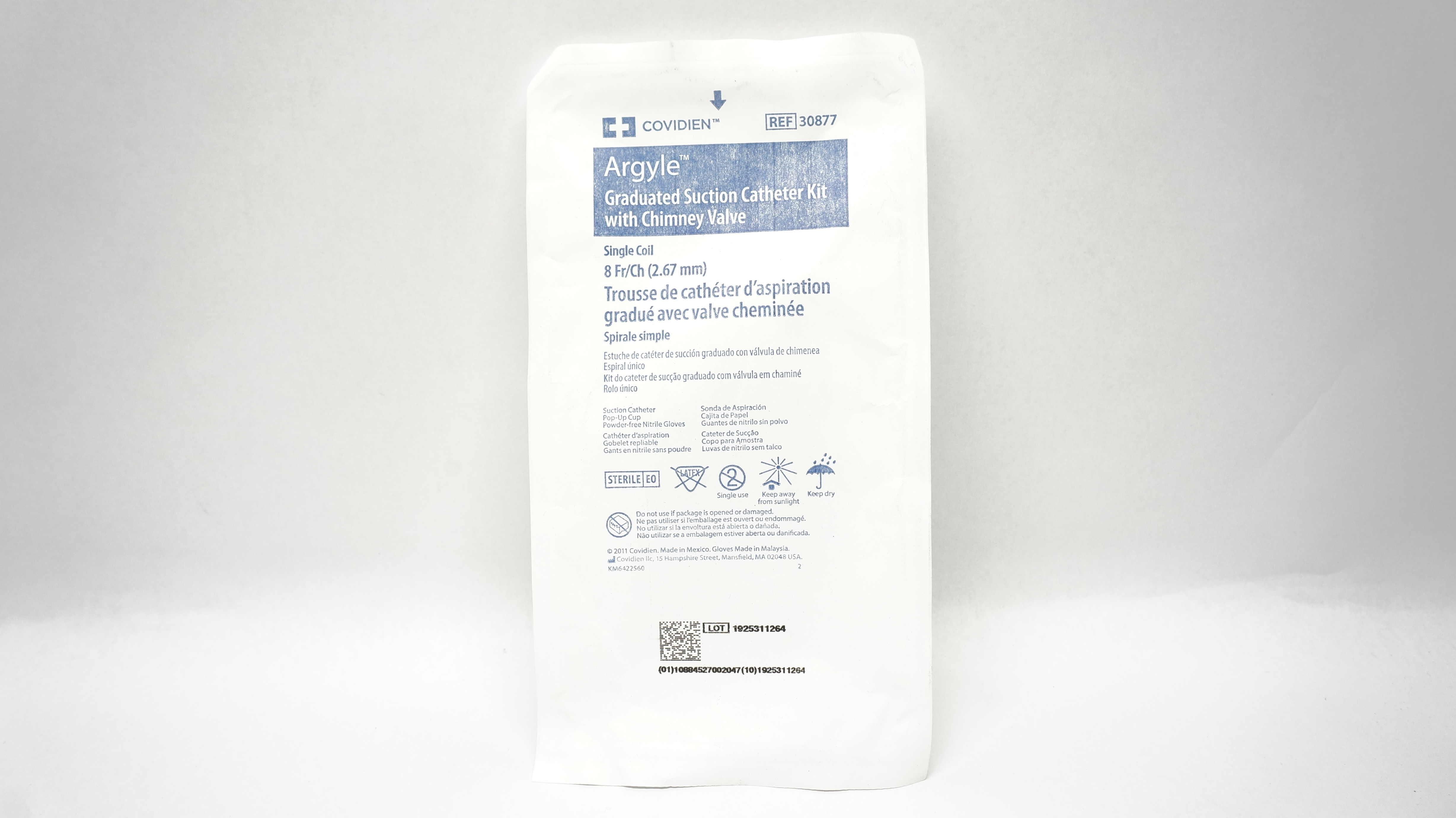 Covidien 30877 Argyle Graduated Suction Cath. Kit With Chimney Valve 8Fr/Ch