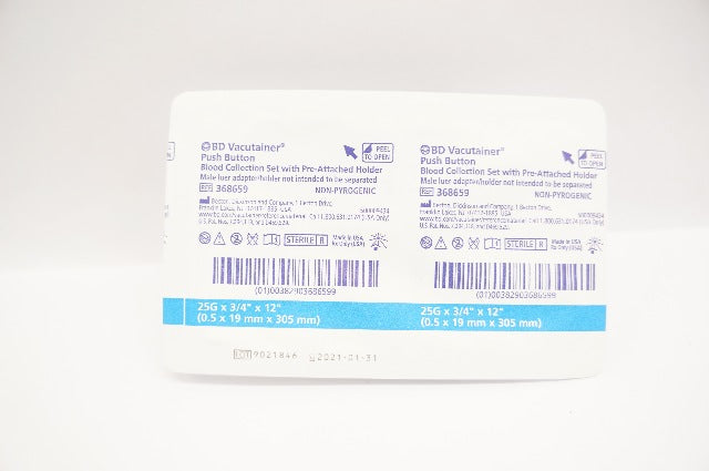 BD 368659 Push Button Blood Collection Set 25G x 3/4inch x 12inch (x)