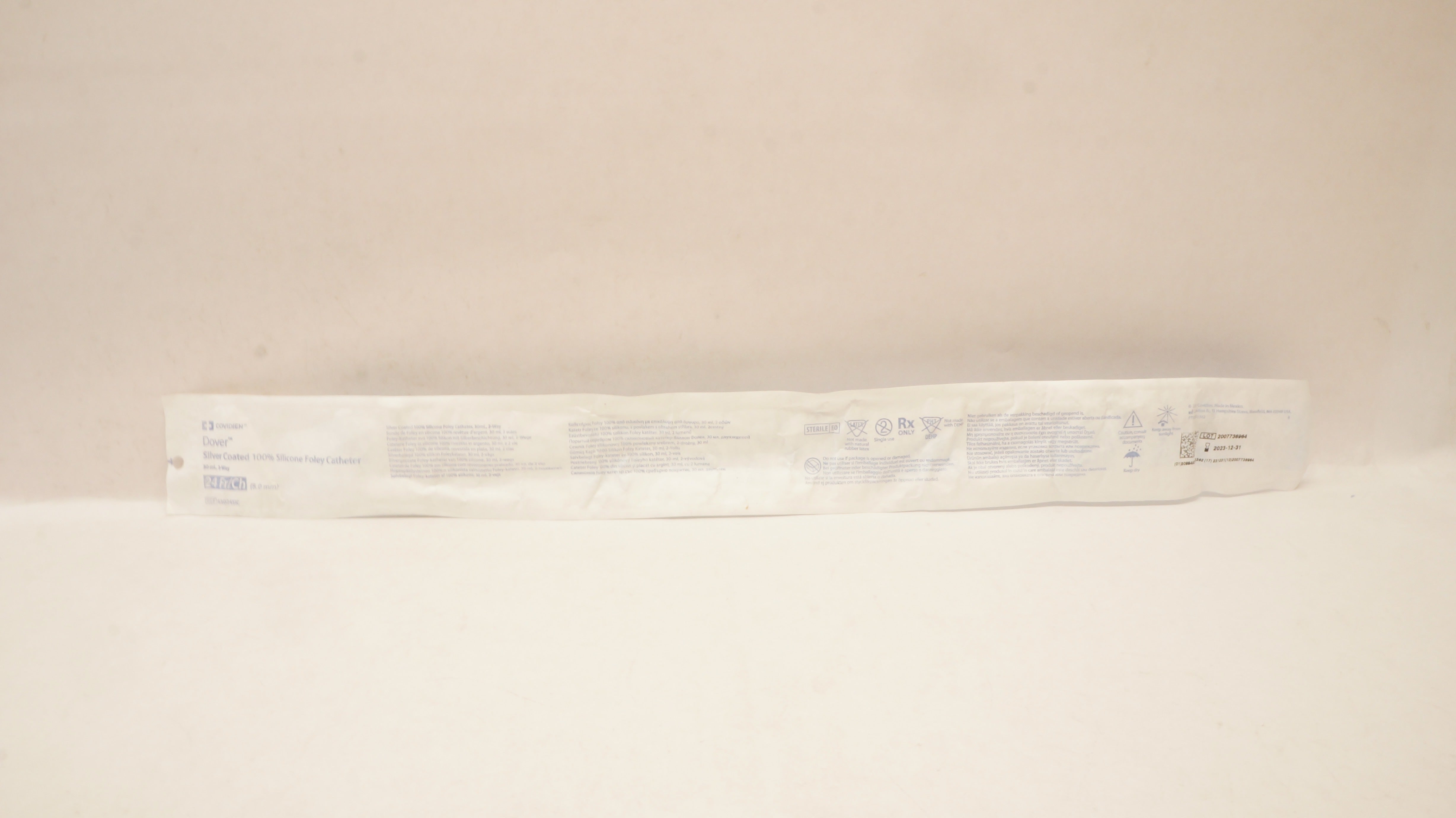 Covidien 630245IC Dover 100% Silicone Foley Cath.30ml,2-Way,Hemostatic 24Fr/CH