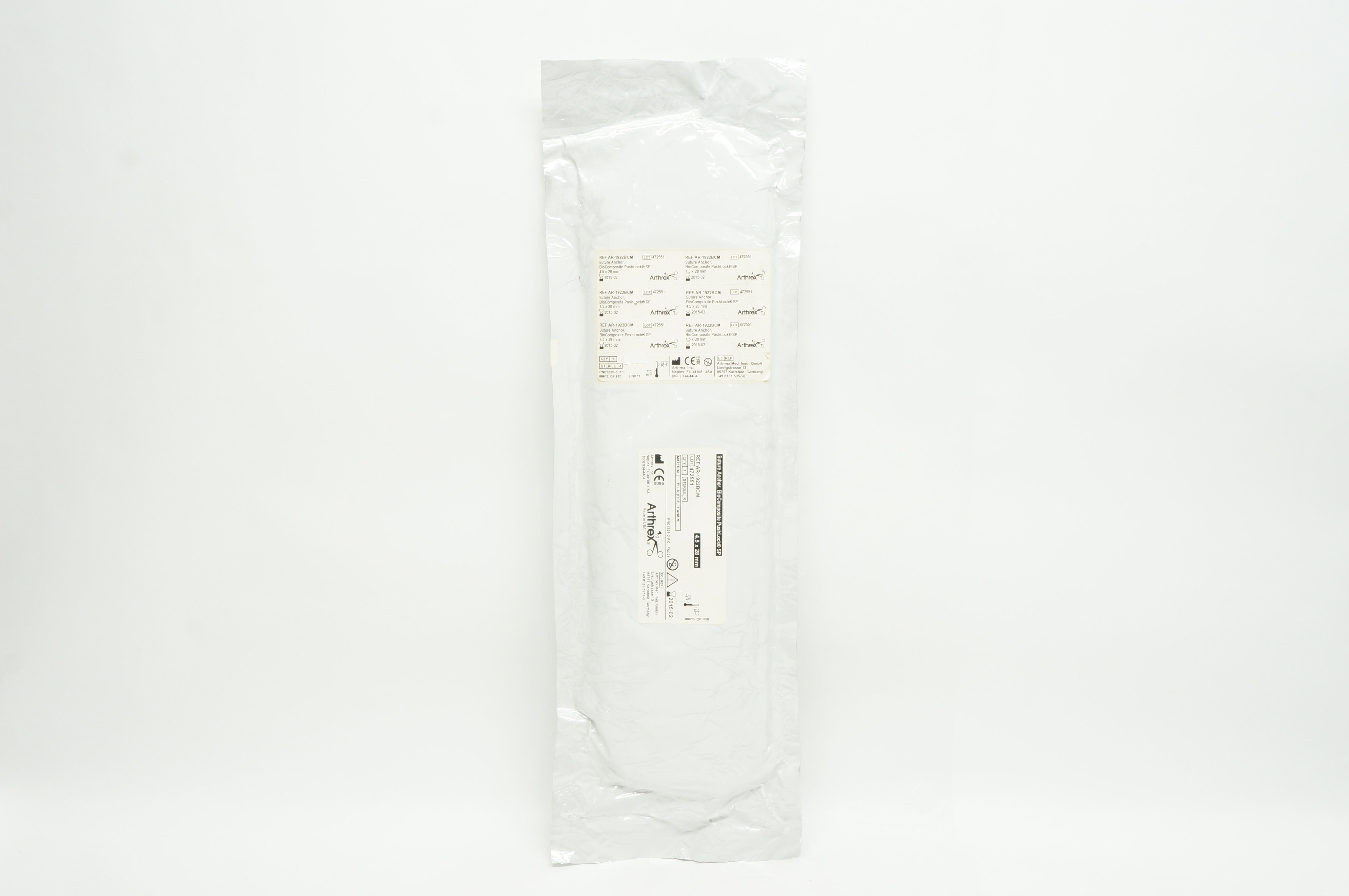 Arthrex AR-1922BCM Stre. Anchor, BioComposite PushLock 4.5 x 28mm (x)
