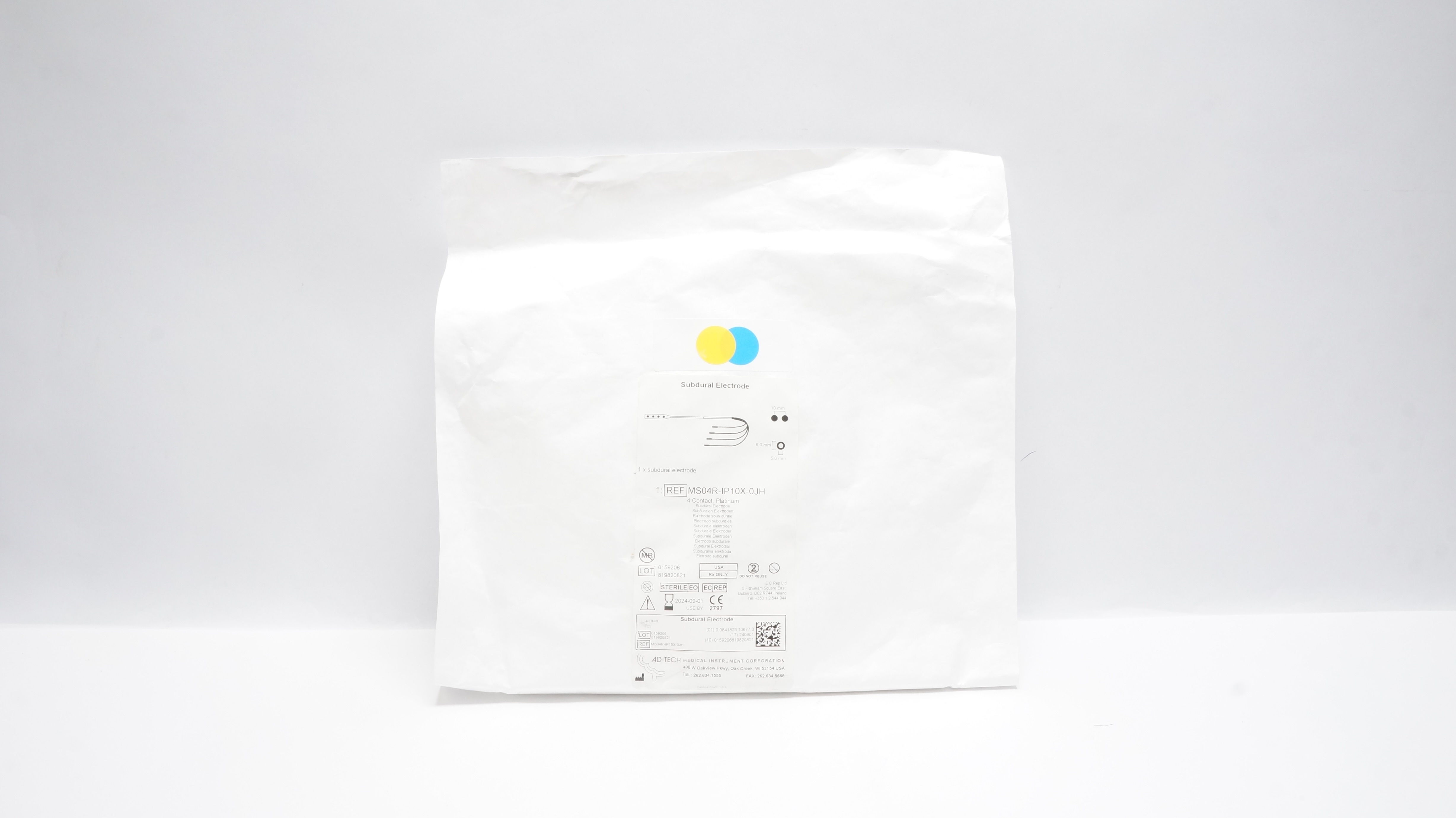 AD-TECH MS04R-IP10X-0JH Subdural Electrode , 4 Contact , Platinum (x)