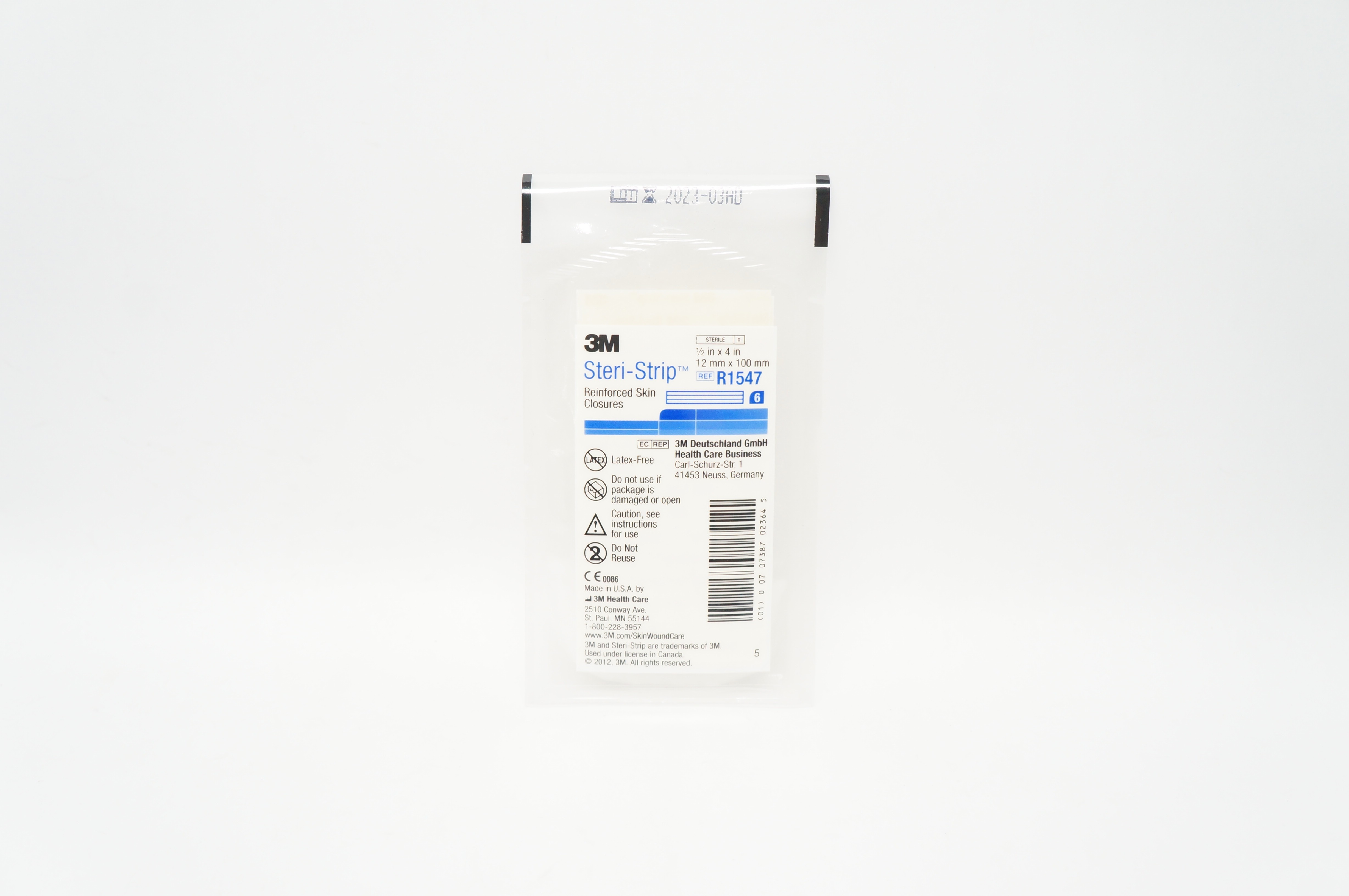 3M R1547 Steri-Strip Reinforced Skin Closures 1/2 inch x 4 inch - Pack of 6