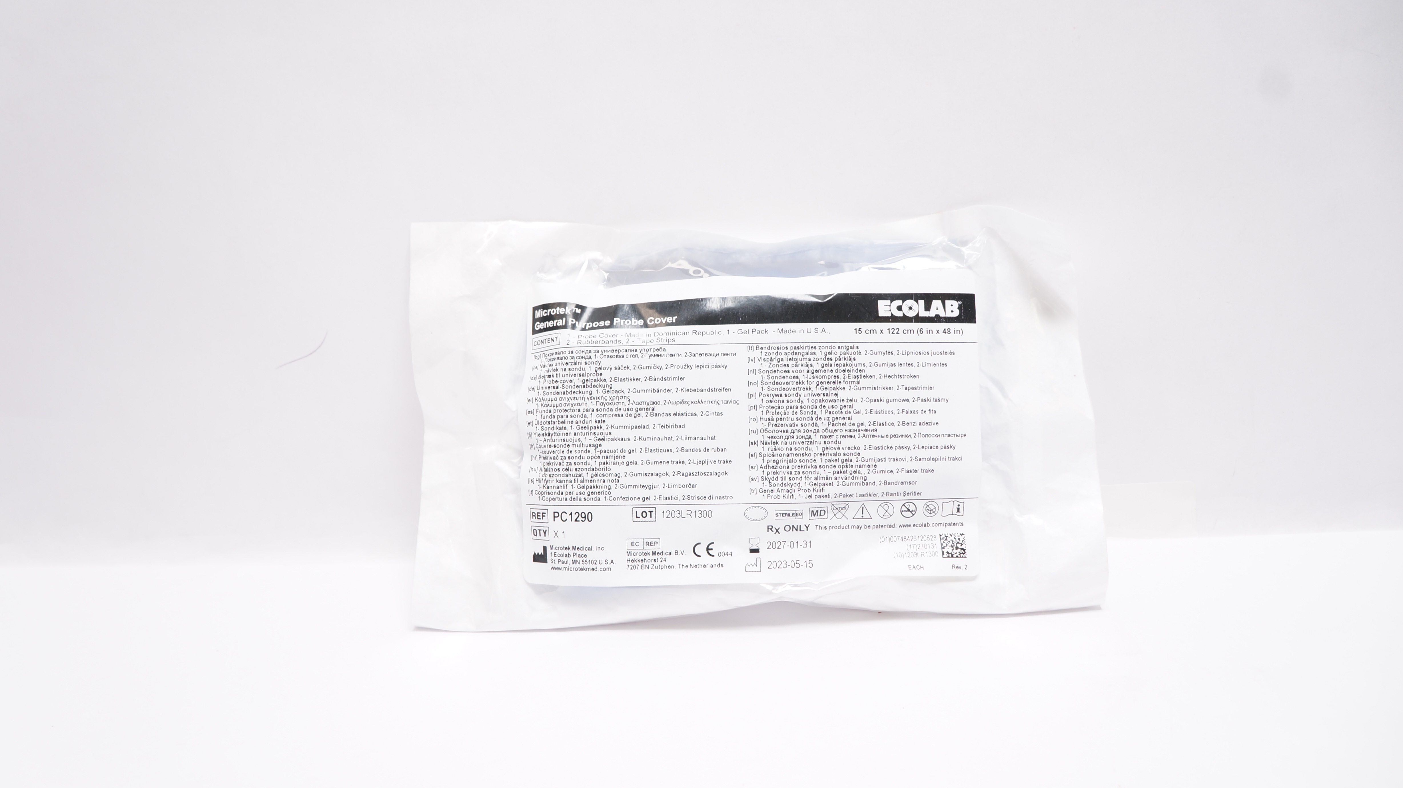 Microtek PC1290 Ecolab General Purpose Probe Cover 6inch x 48inch