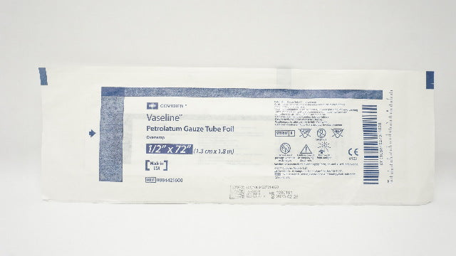 Covidien 8884421600 Vaseline Petrolatum Gauze Tube Foil Overwrap 1/2 x 72inch