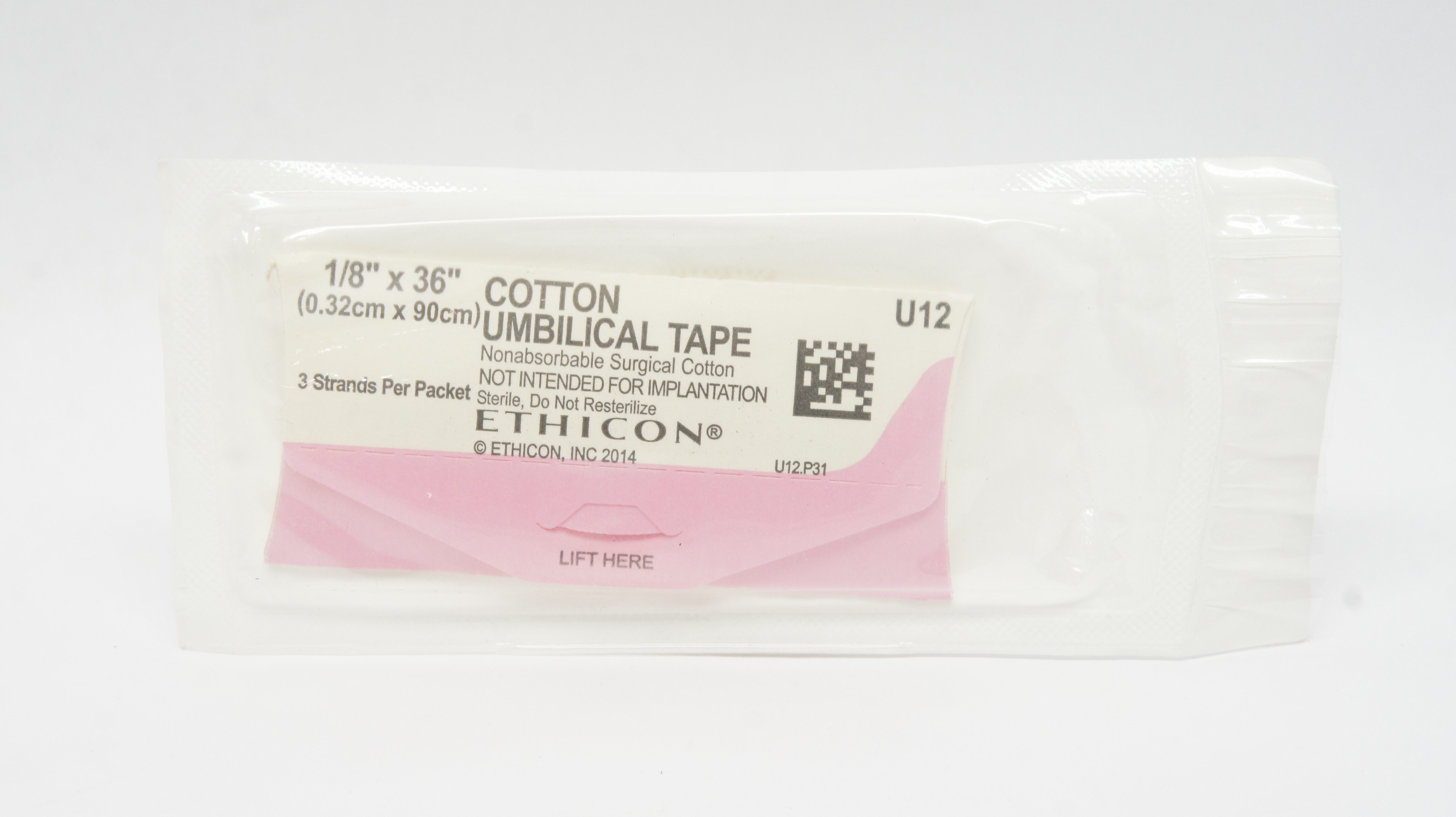 Ethicon U12 Cotton Umbilical Tape 1/8inch x 36inch (x)