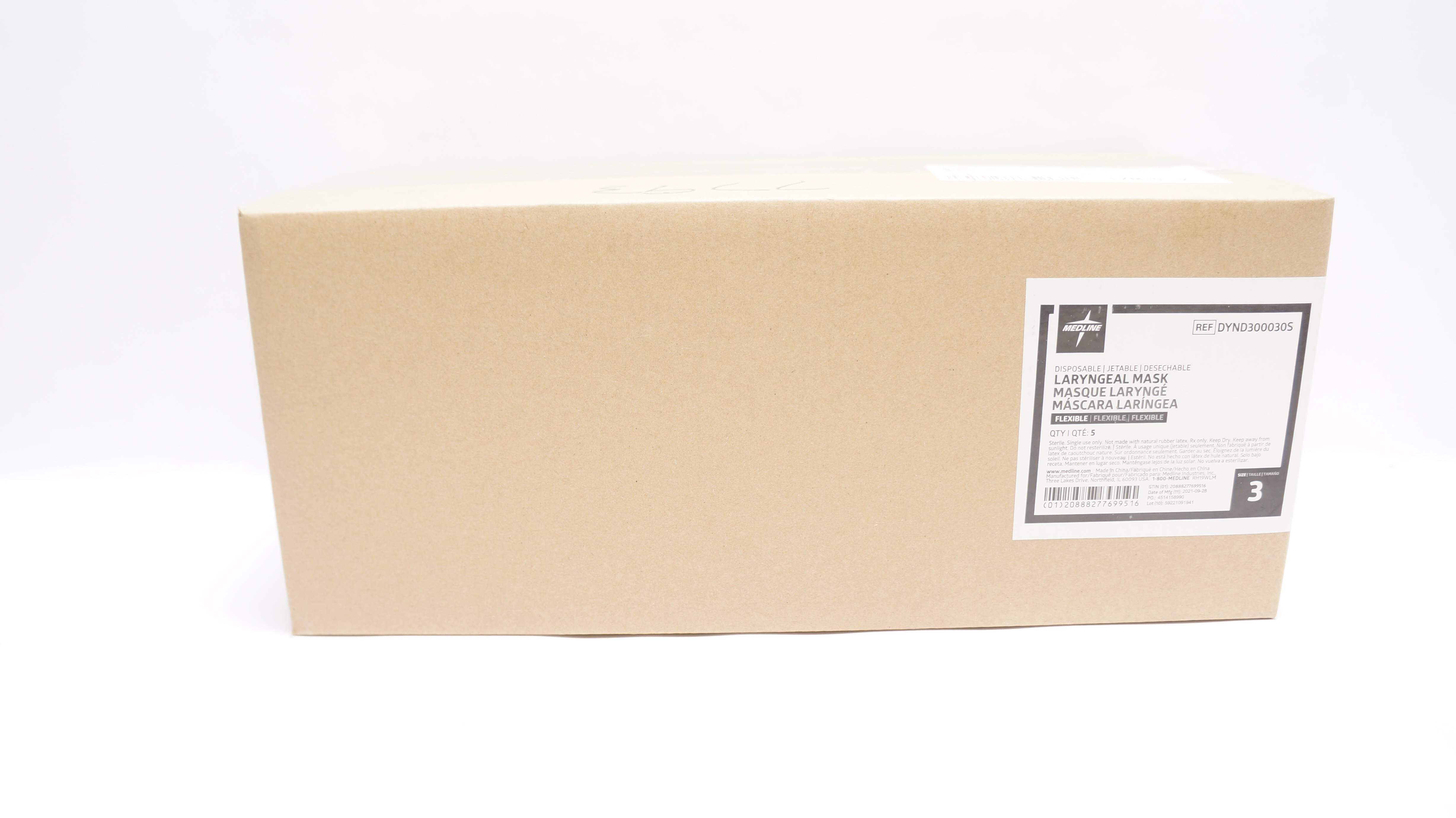 Medline DYND300030S Disposable Flexible Laryngeal Mask, Size 3 - Box of 5