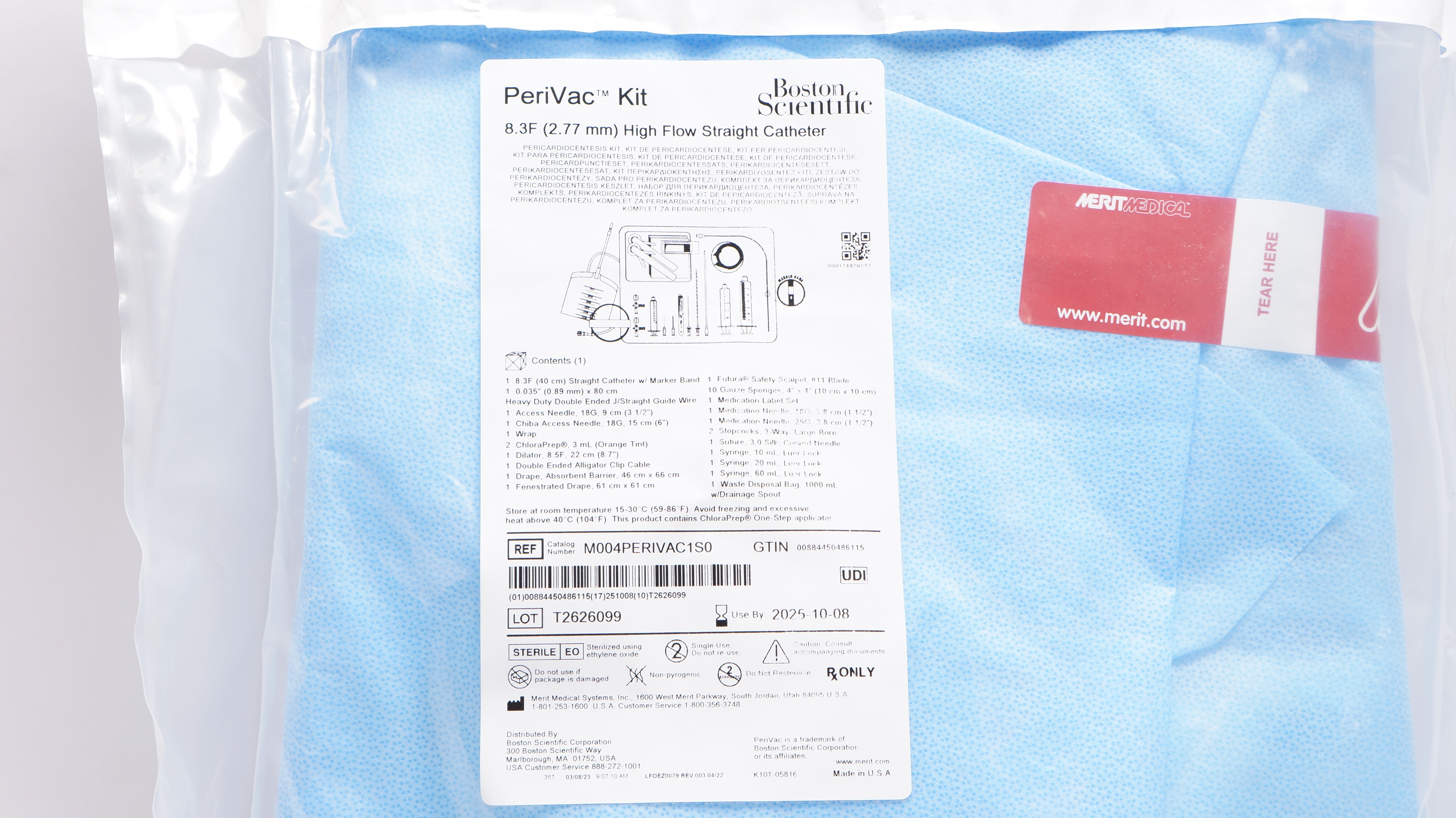Merit Medical M004PERIVAC1S0 PeriVac Kit w/8.3F High Flow Straight Cath.