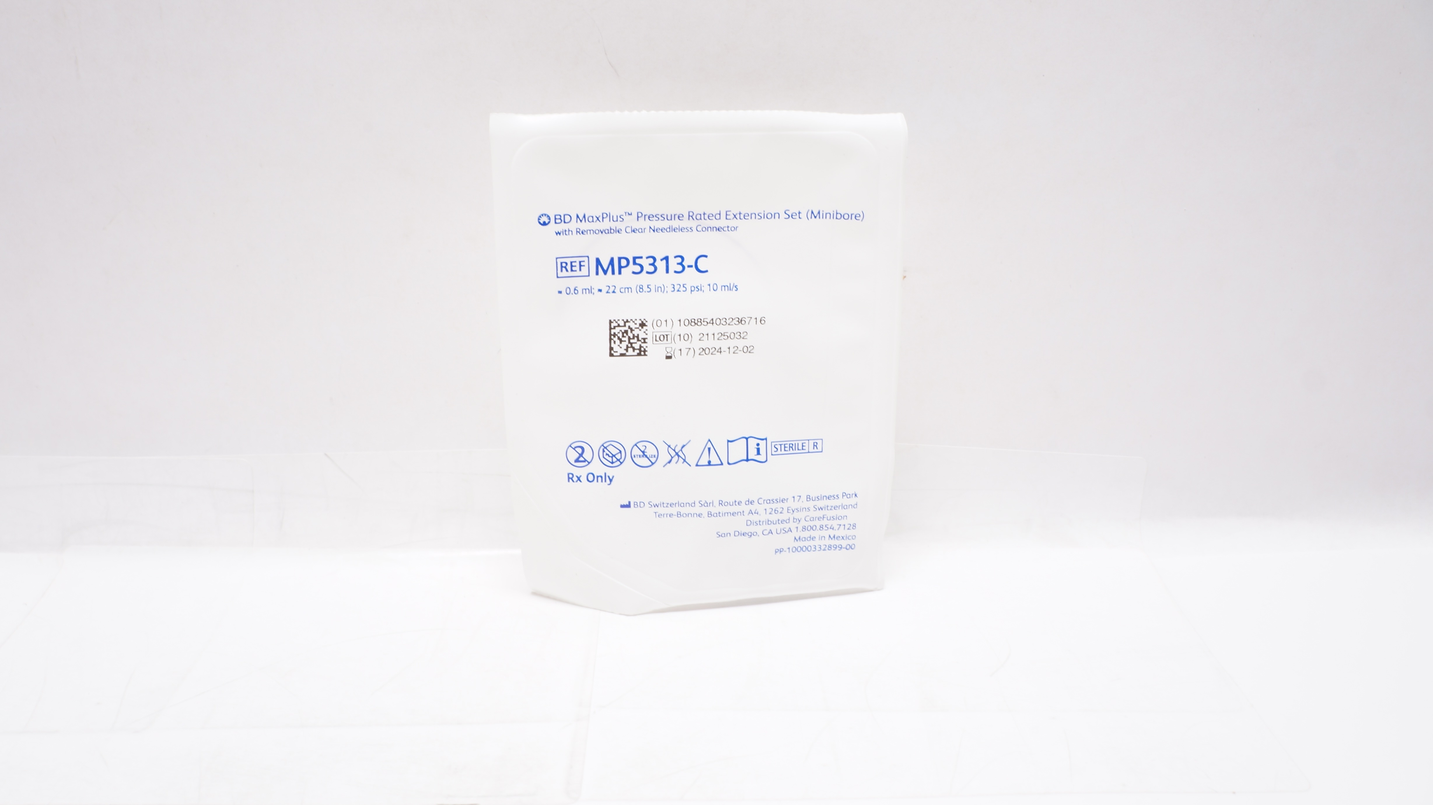 BD MP5313-C MaxPlus Pressure Rated Extension Set  0.6ml x 8.5inch
