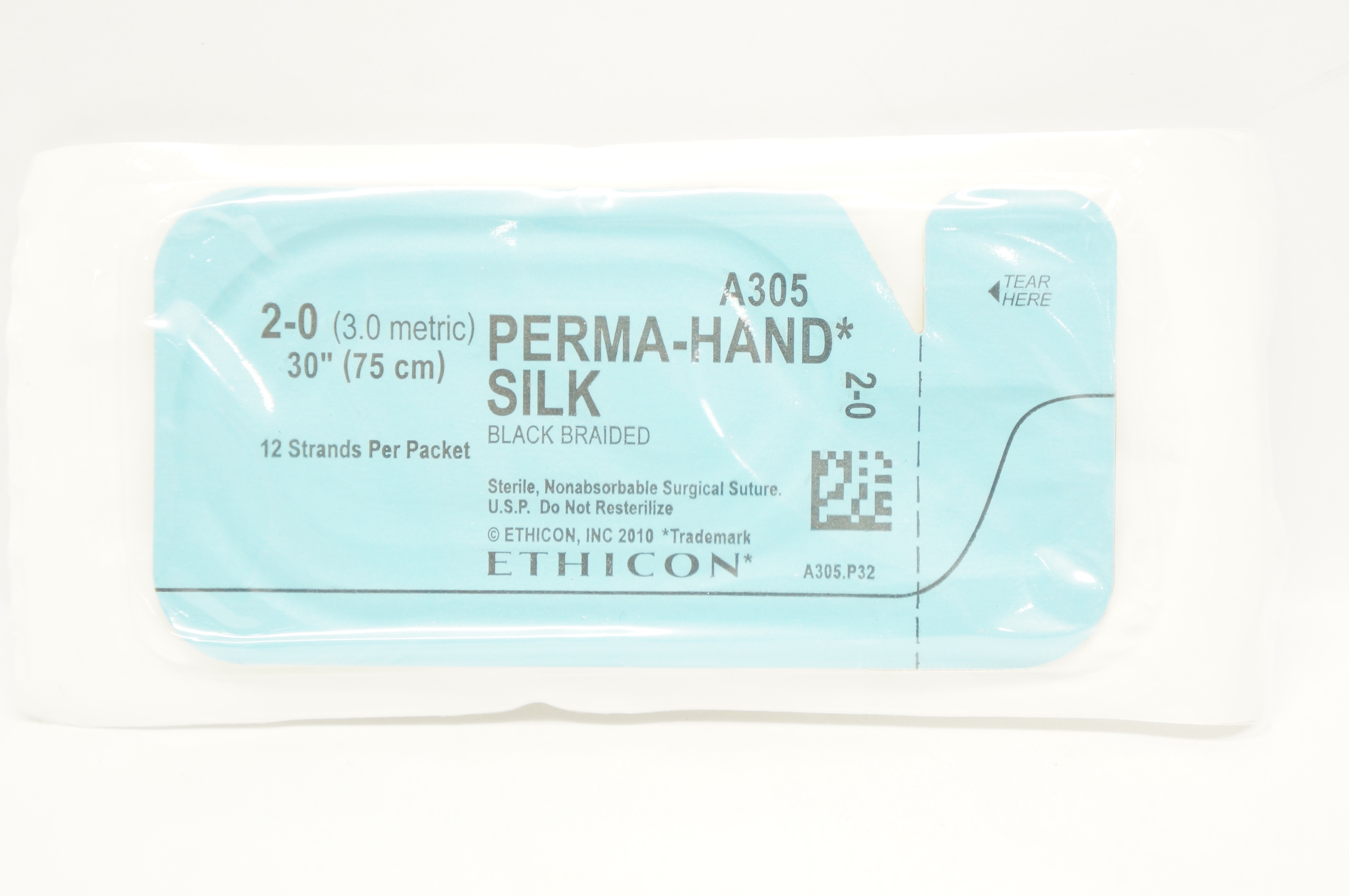 Ethicon A305 2-0 Perma-Hand Silk Black Braided Stre, 30inch (x)