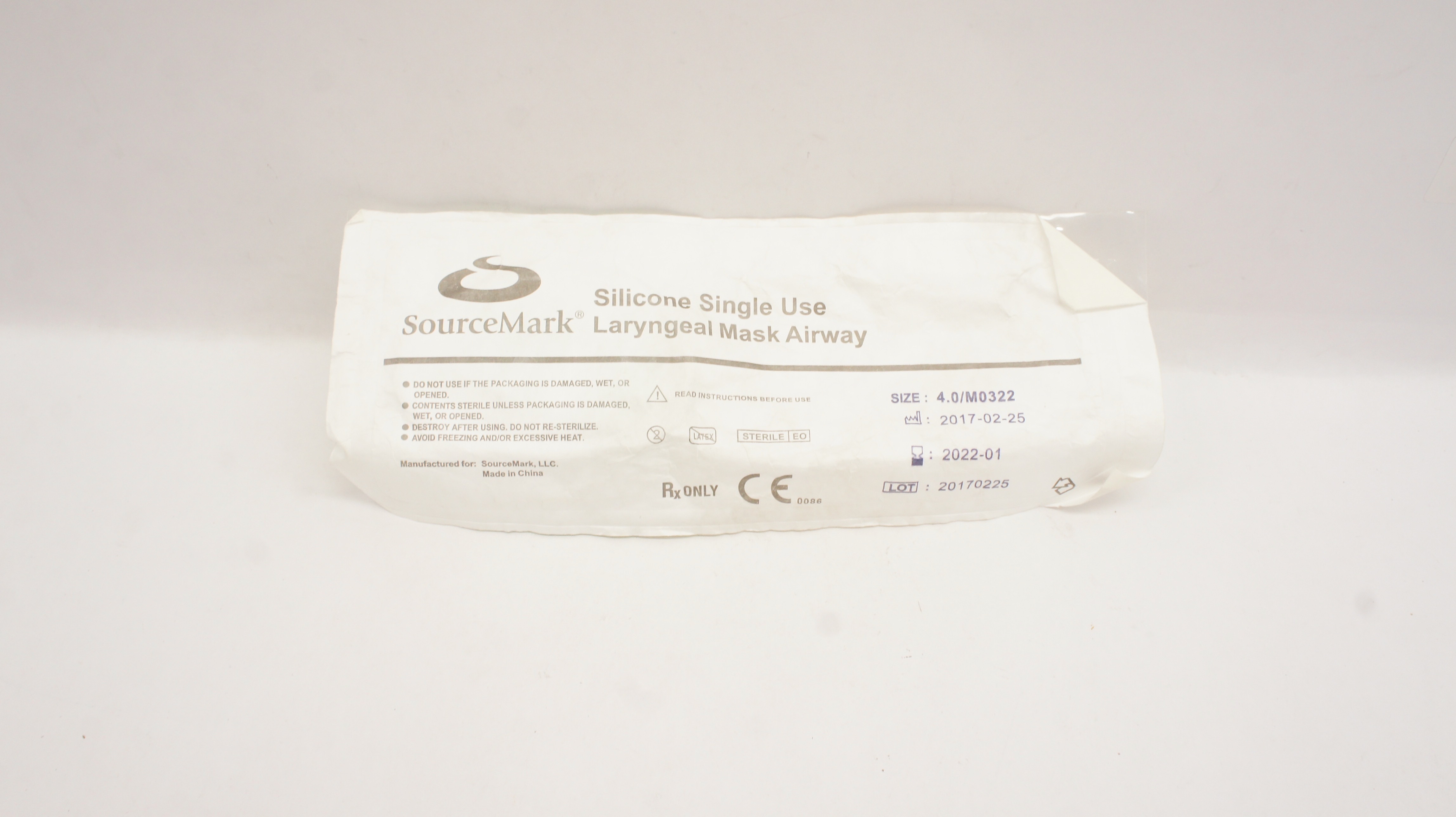SourceMark M0322 Laryngeal Mask Airway, Size 4, 50-70kg, Air <30ml/60cm H2O (x)