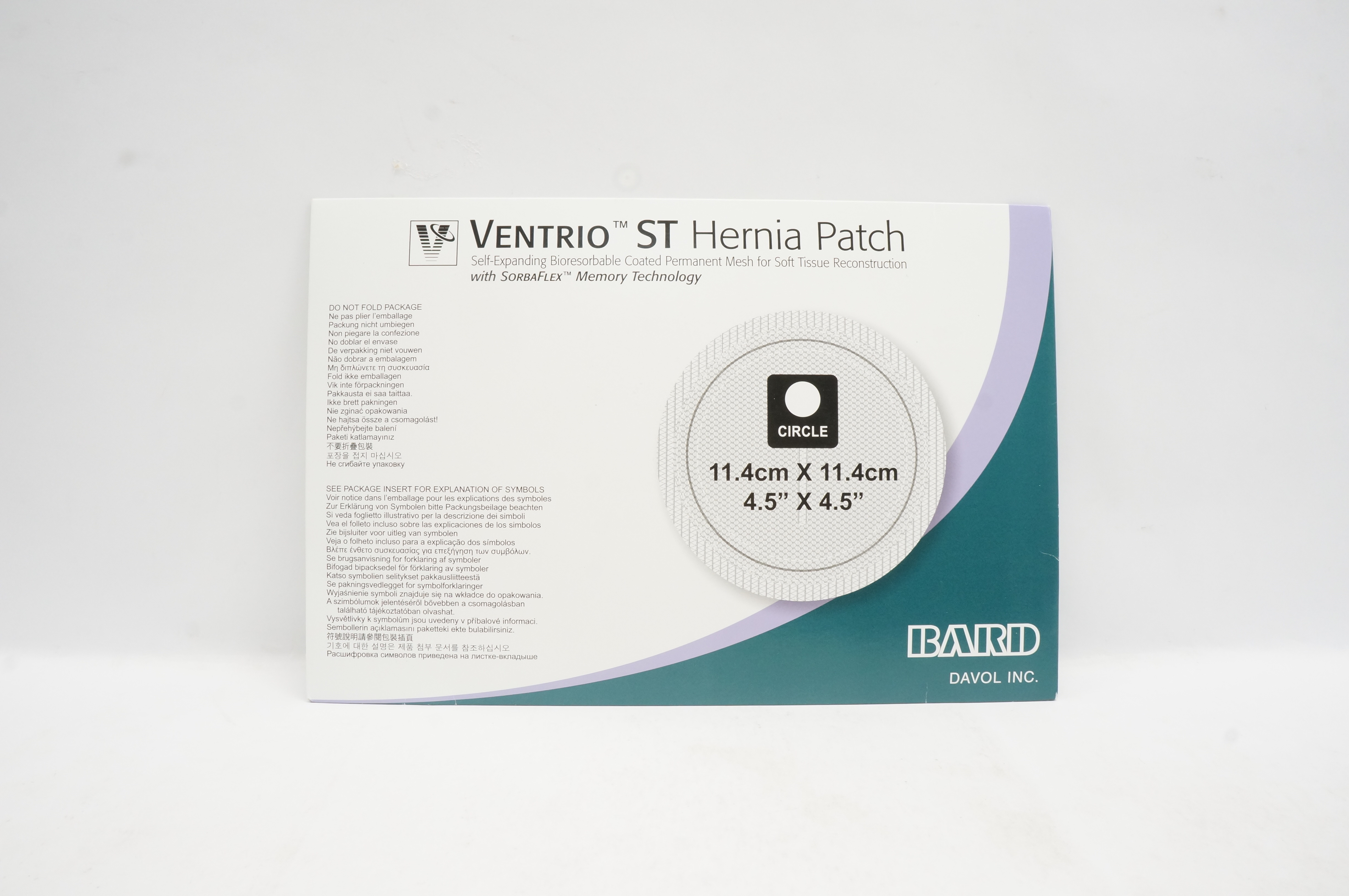 Bard 5950020 Ventrio ST Hernia Patch Bioresorbable Coated Mesh 4.5x4.5 inch (x)