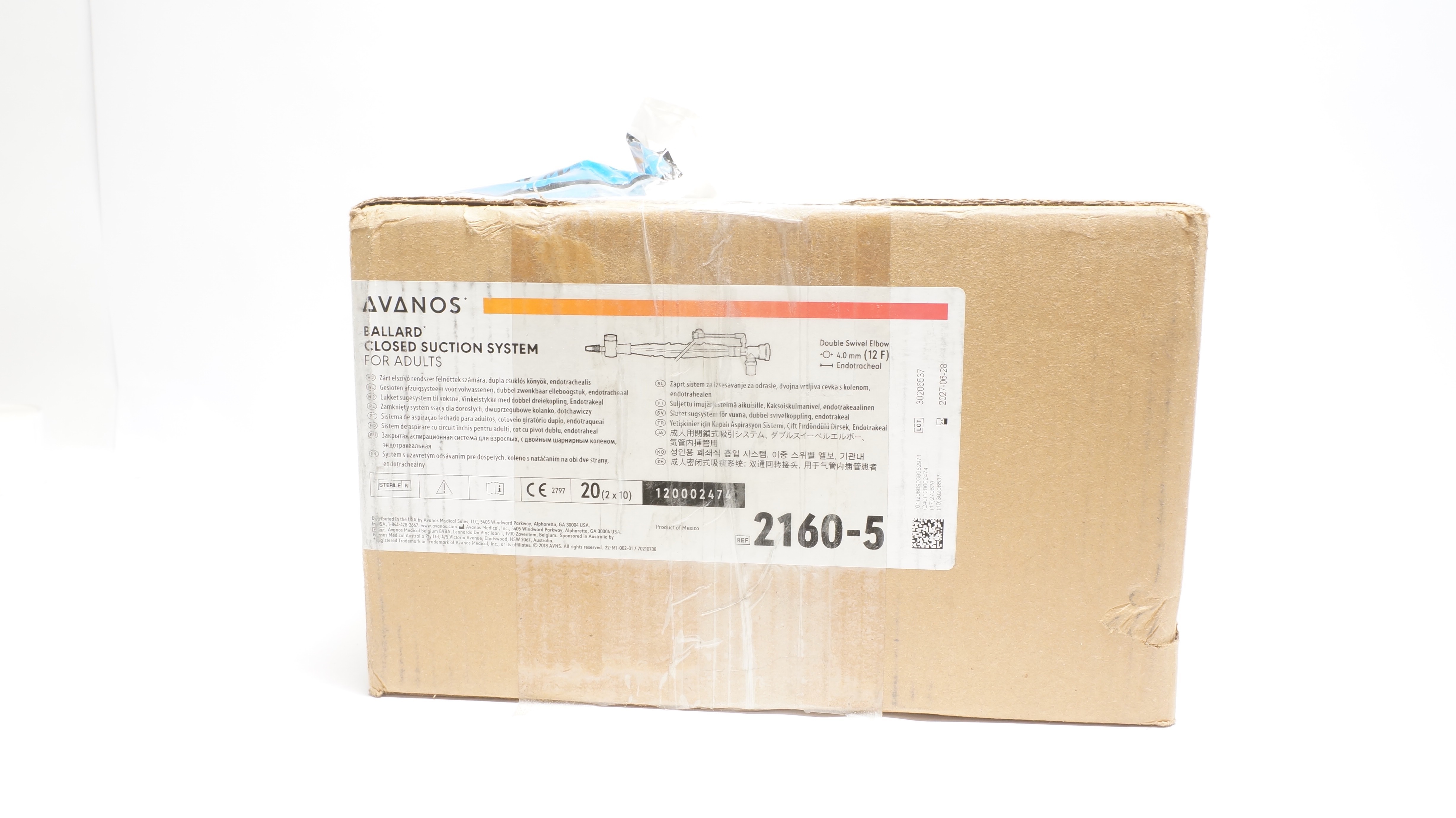 Avanos 2160-5 Ballard Closed Suction System for Adult 12F - Box of 20