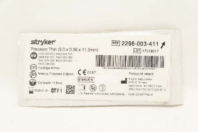 Stryker 2296-003-411 Precision Thin 9.0 x 0.38 x 11.5mm (x)