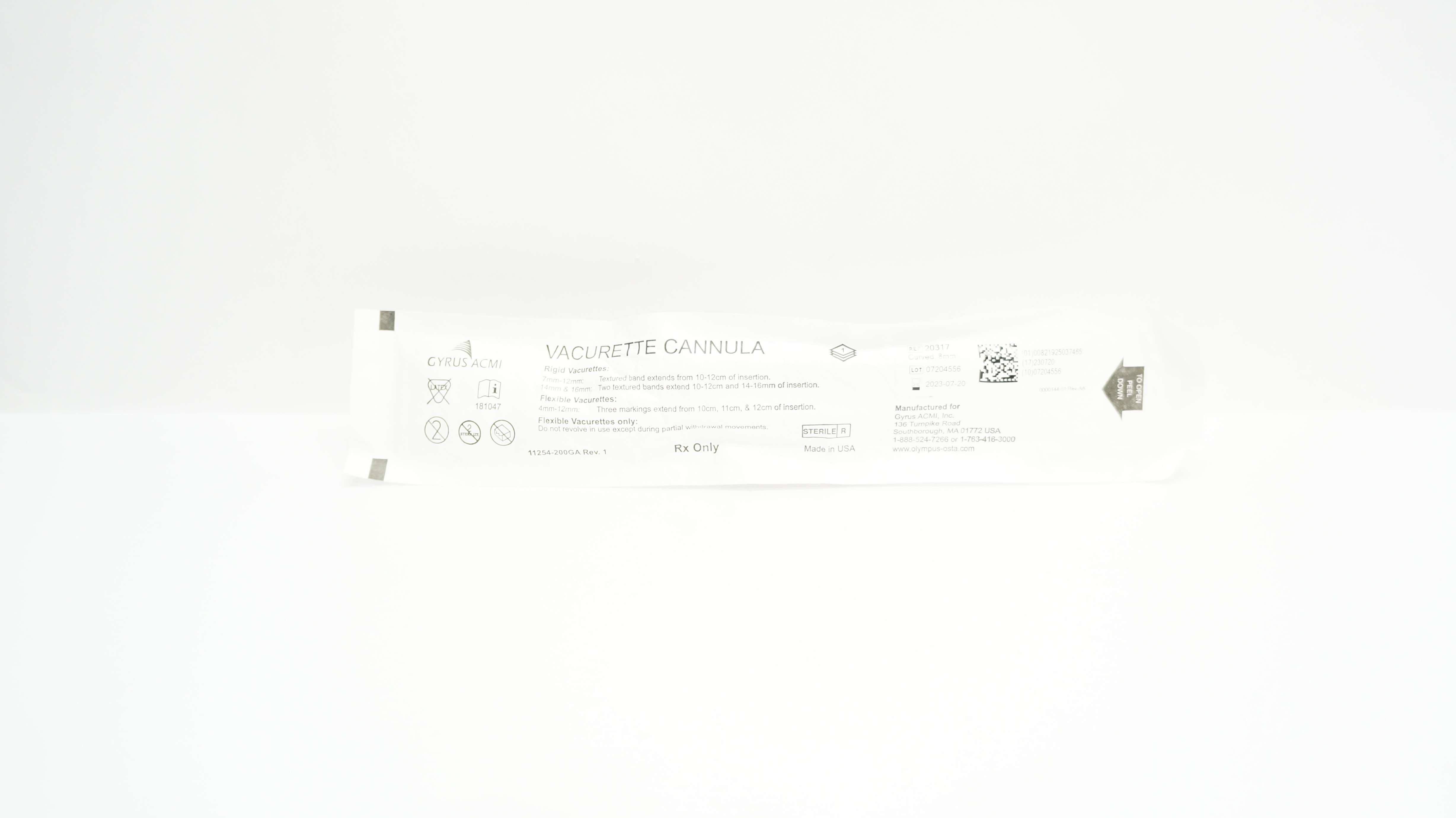 Gyrus ACMI 20317 Vacurette Cannula Curved 8mm (x)